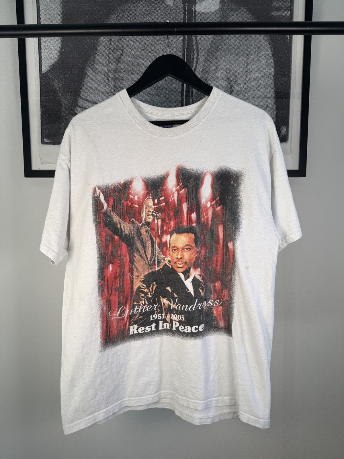 PERFECTLY FADED & WORN IN RIP LUTHER VANDROSS MEMORIAL SHIRT