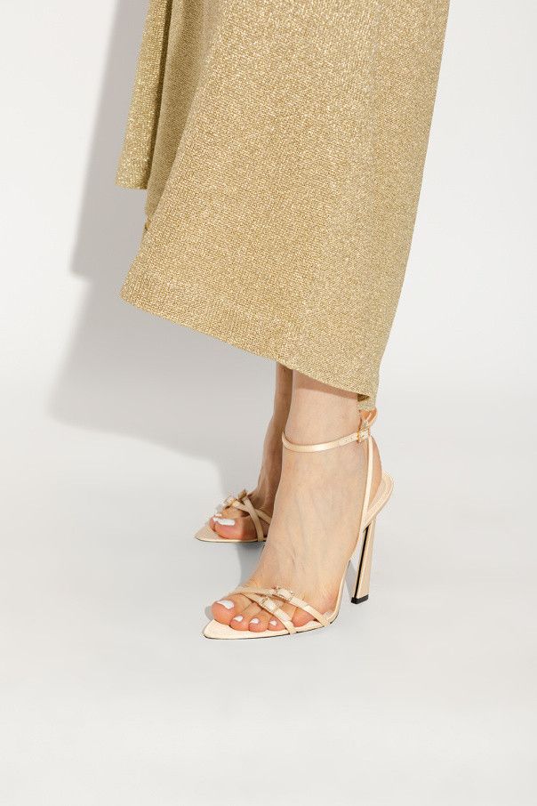 Saint Laurent Paris o1s1wg111124 Lila Sandals In Crepe Satin in Beige Size US 4.5 / IT 34.5 - 2 Thumbnail