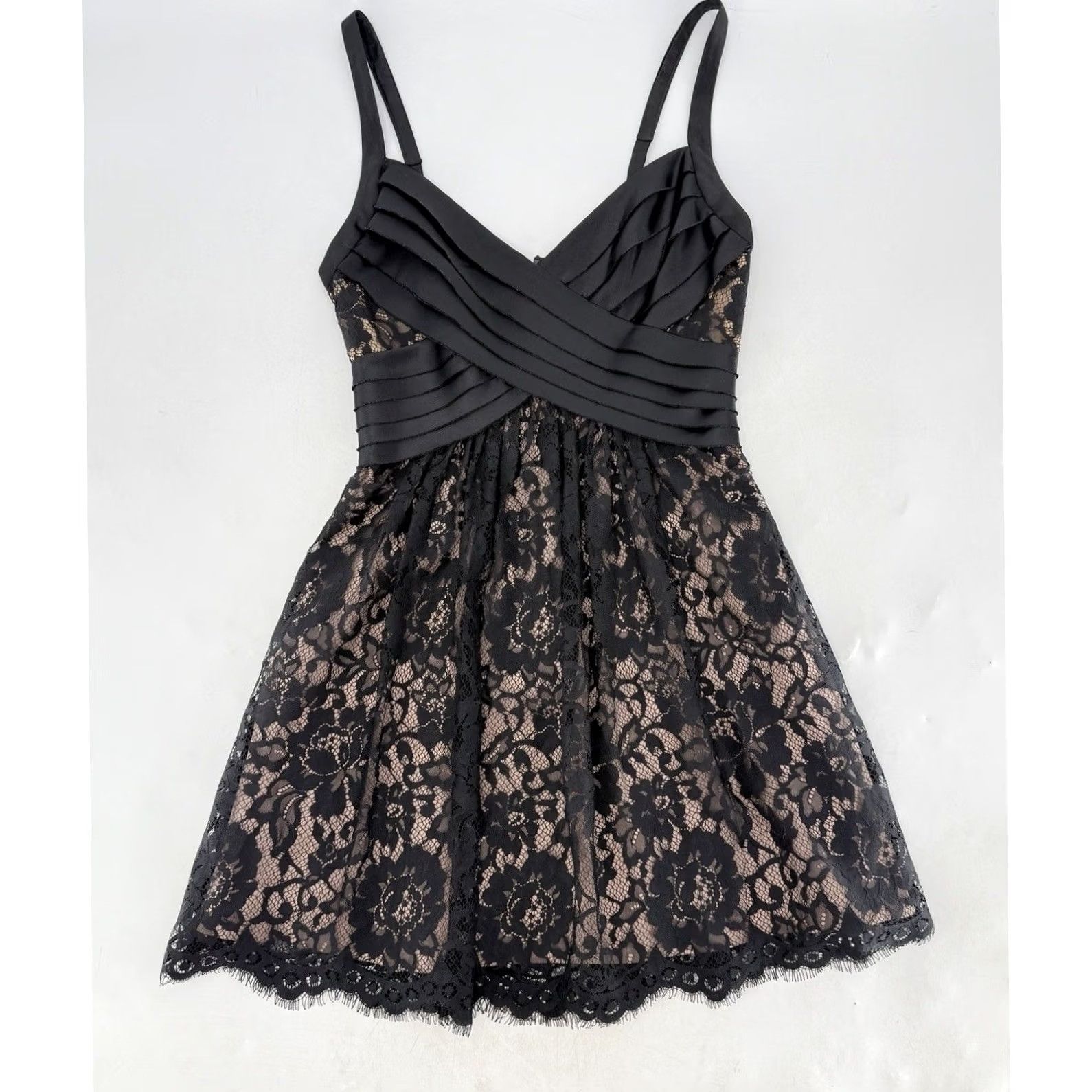 Bcbgmaxazria BCBGMAXAZRIA Dress Womens 0 Black Dark Romantic Lace Mini Whimsigoth Fairy Grunge Size XS / US 0-2 / IT 36-38 - 2 Thumbnail