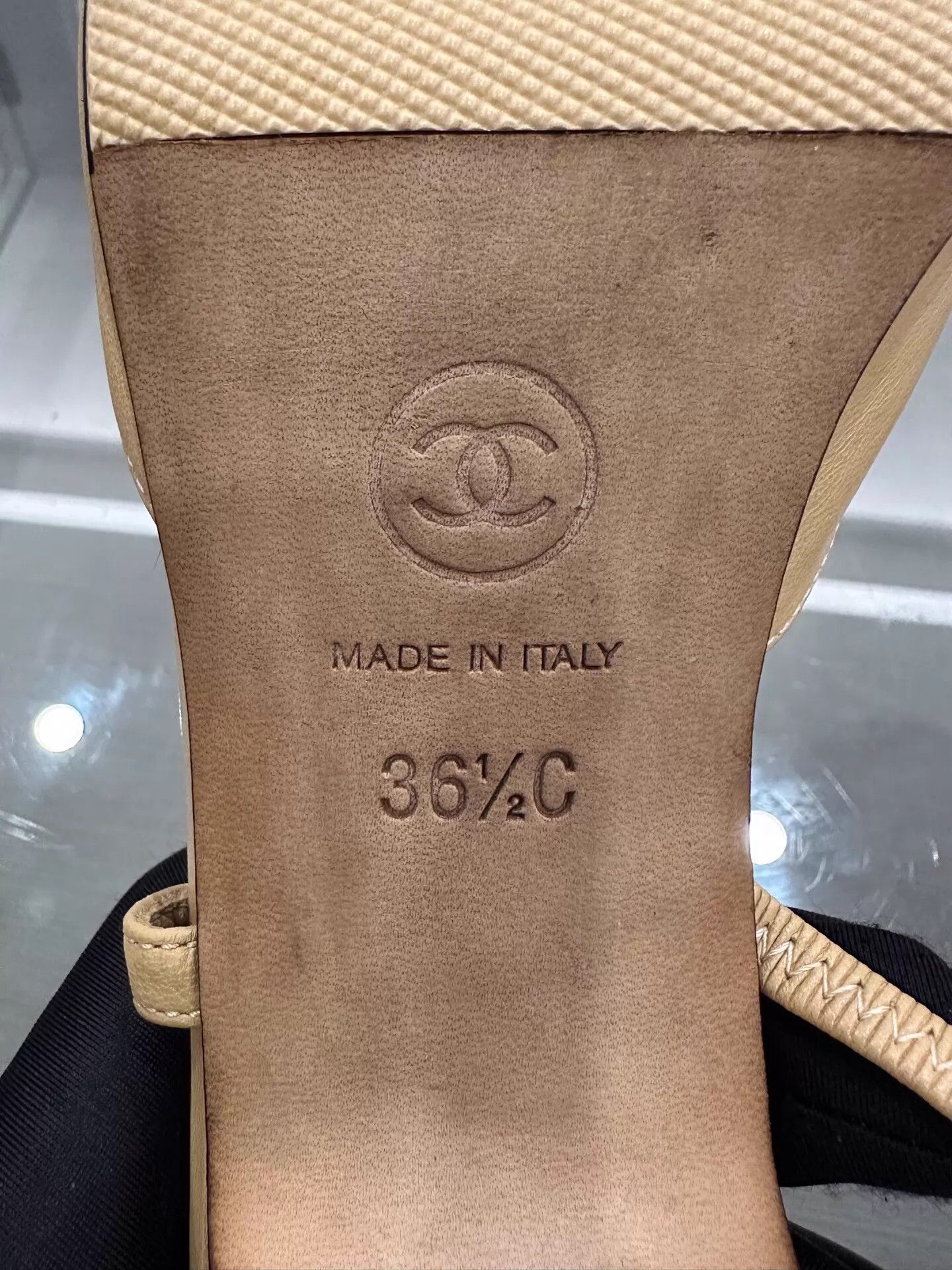 Chanel Chanel Slingback Khaki 36.5 Silver CC Logo Size US 6 / IT 36 - 8 Thumbnail