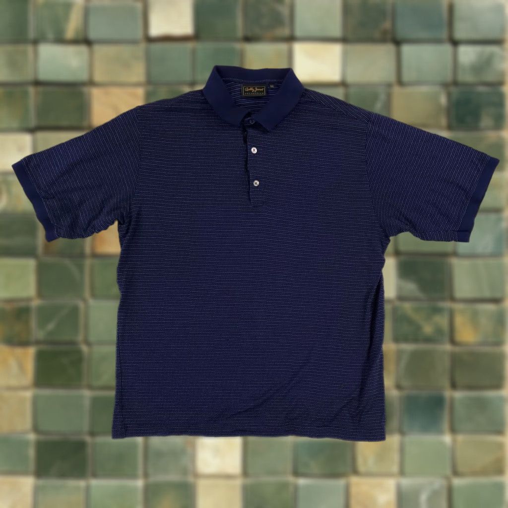 Vintage Bobby Jones Collection Embroidered Polo Blue Dot Stripe Made in Italy Mens XL Size US XL / EU 56 / 4 - 1 Thumbnail