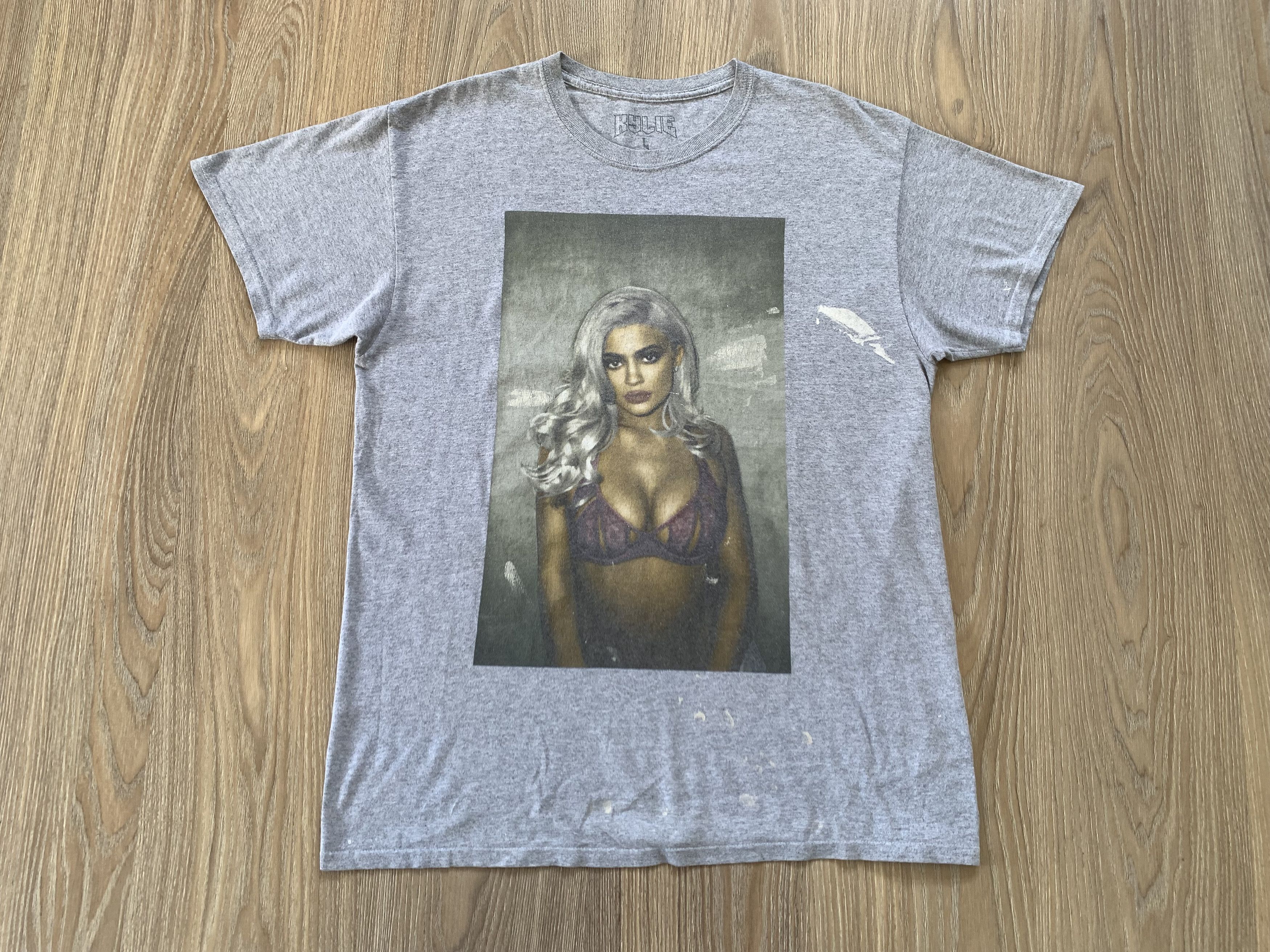 Nike Kylie Jenner Printed Grey Cotton T Shirt Size US L / EU 52-54 / 3 - 2 Thumbnail