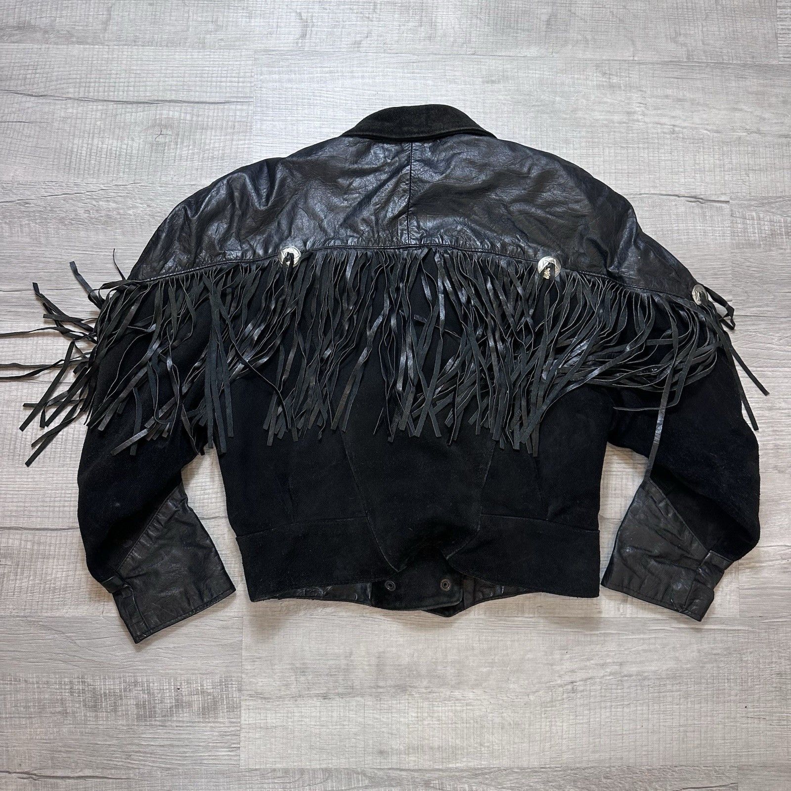 Vintage Vintage Park V Large Leather Moto Biker Jacket with Fringe Size L / US 10 / IT 46 - 8 Thumbnail