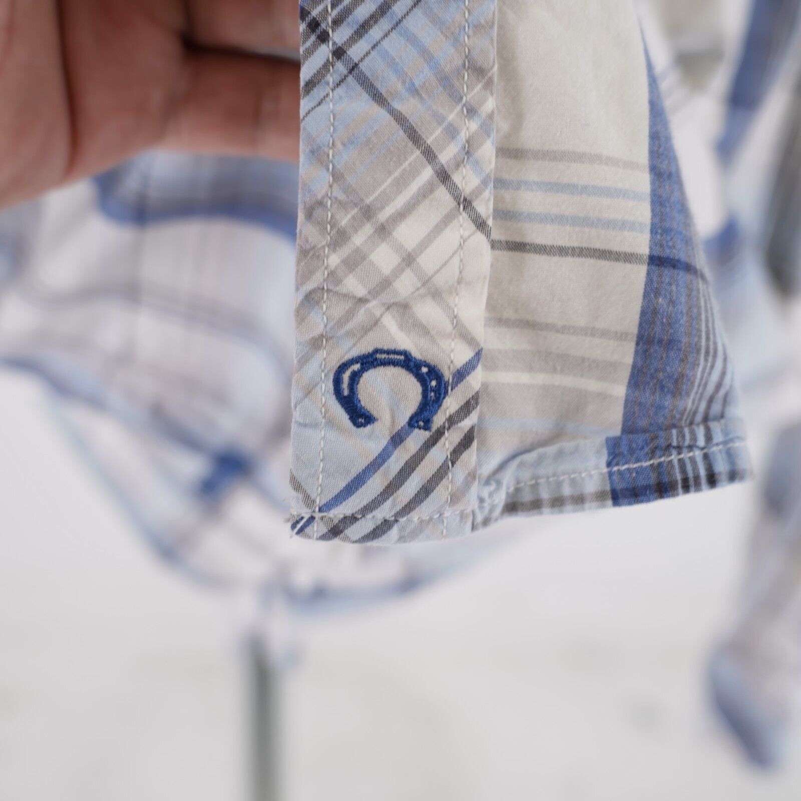 Other Bullhead Western Style Pearl Snap Large White Blue Plaid Col Size US L / EU 52-54 / 3 - 4 Thumbnail