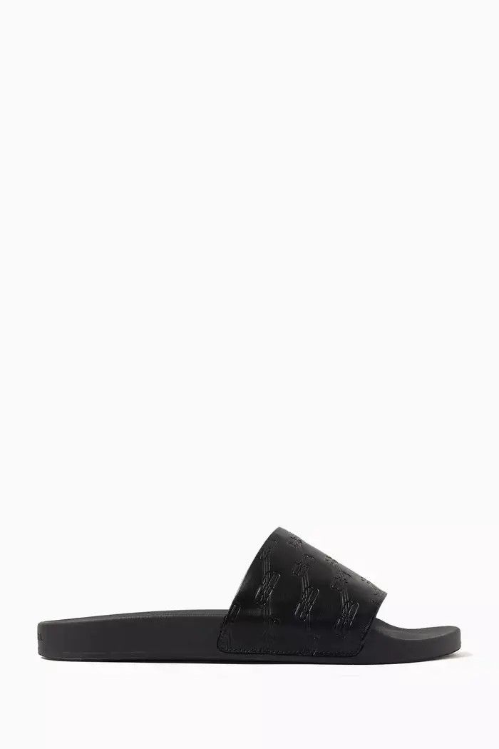 Balenciaga o1tr1nto0226 Pool Slide Sandals BB Monogram In Black Size US 10 / EU 43 - 1 Thumbnail