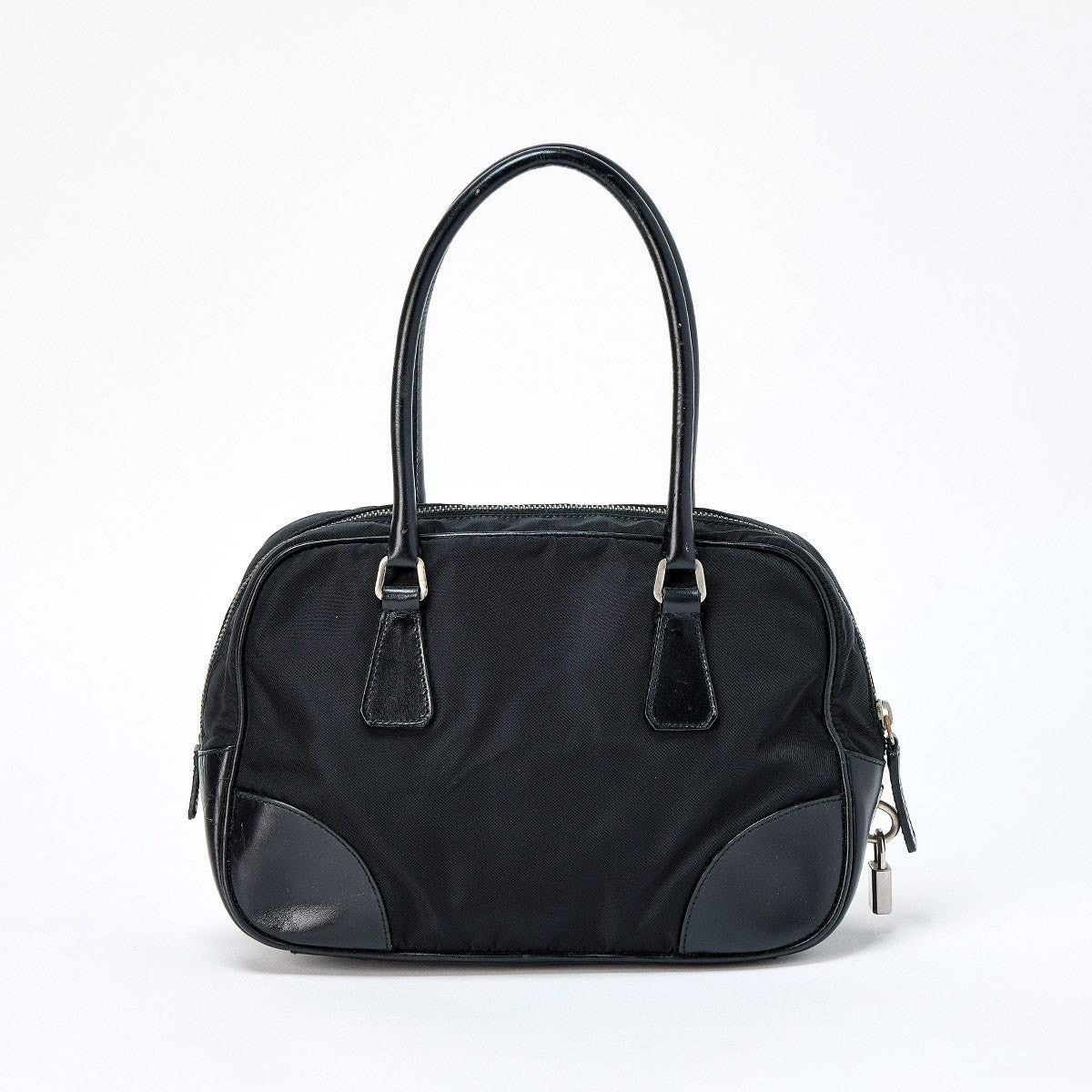 Prada Prada Tessuto Triangle Handbag Black Silver Size ONE SIZE - 3 Thumbnail
