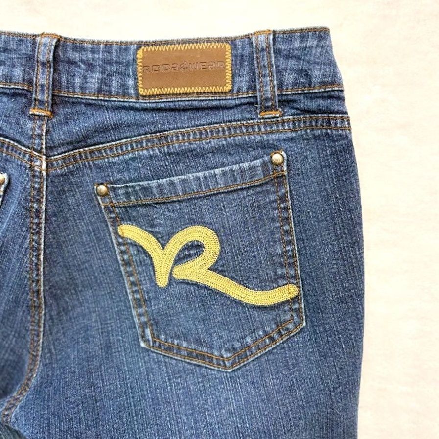 Rocawear VINTAGE Rocawear Jeans Womens Low Rise Embellished Embroidered Pockets Skinny Size 7 Blue 5-Pocket Denim Cotton Spandex Slim 32in Inseam Size 28" / US 6 / IT 42 - 7 Thumbnail