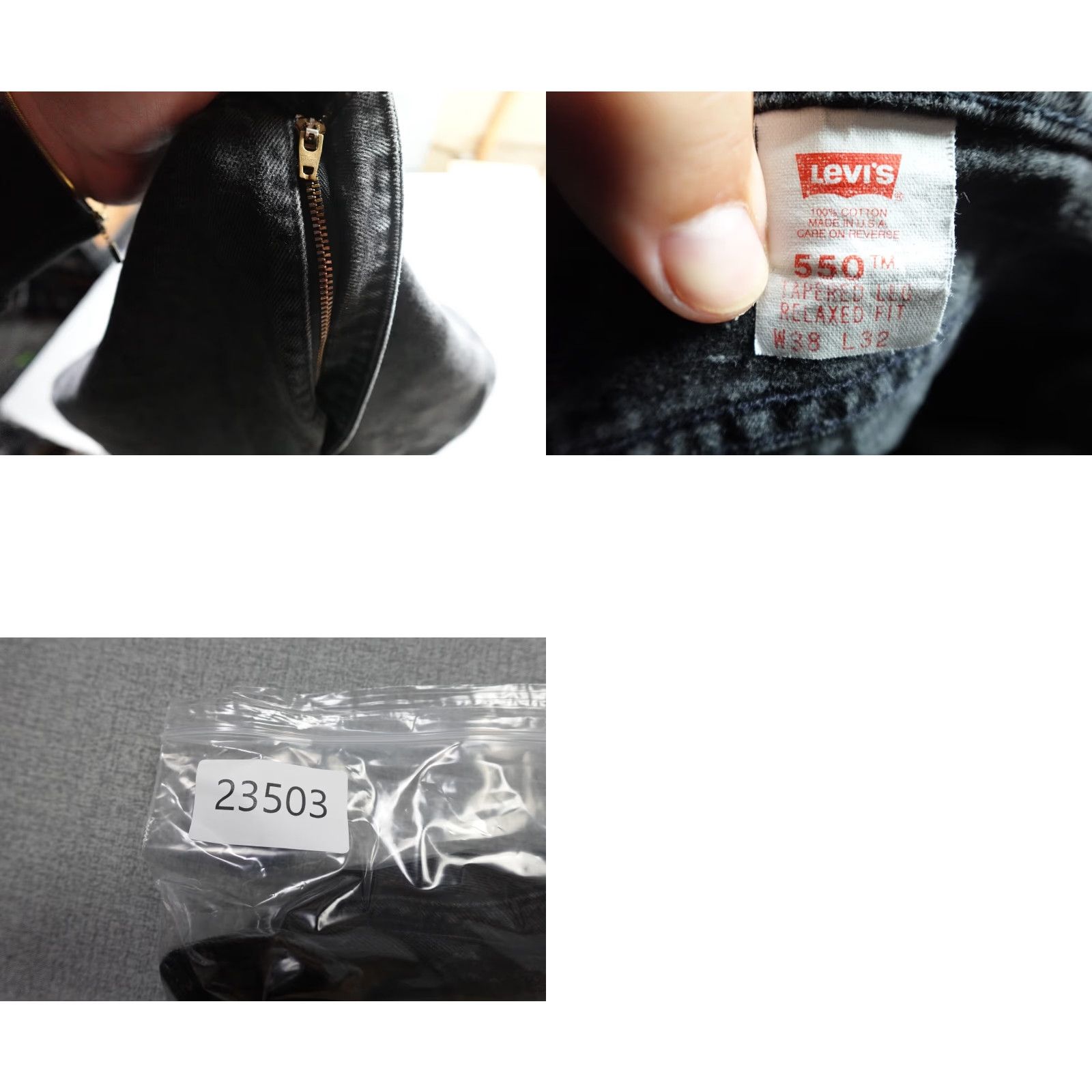 Levi's Levi's 550 Jeans Men's Black Dark Wash Relaxed Straight 38x32 Denim Cotton USA Made West Punch Belt Loops 5-Pocket Size US 38 / EU 54 - 9 Thumbnail