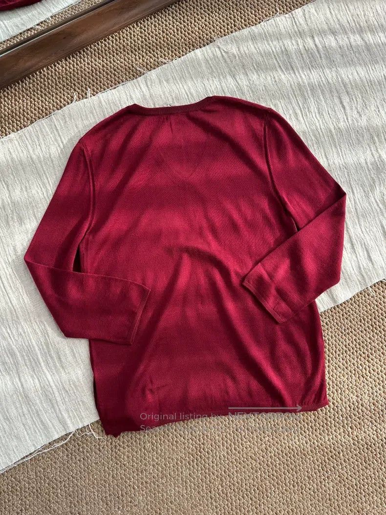 Hermes Hermes V-neck cashmere knit top, red Size XS / US 0-2 / IT 36-38 - 6 Thumbnail
