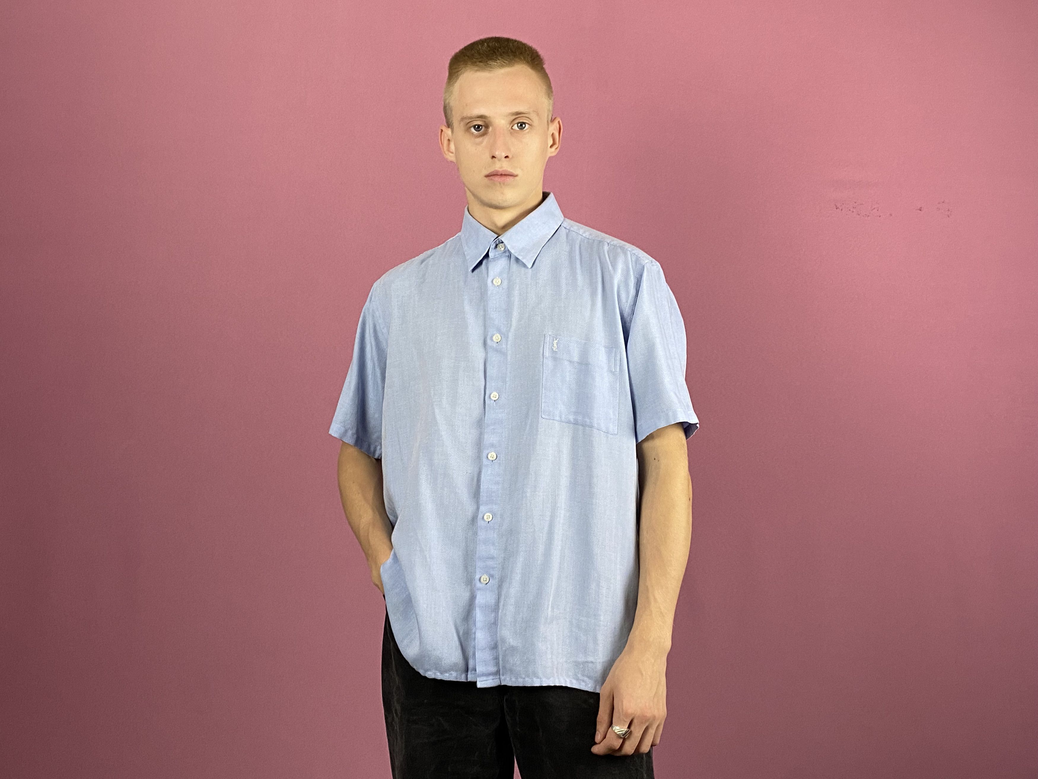 Yves Saint Laurent Yves Saint Laurent Vintage Men's Short Sleeve Shirt - XL Size US XL / EU 56 / 4 - 4 Thumbnail