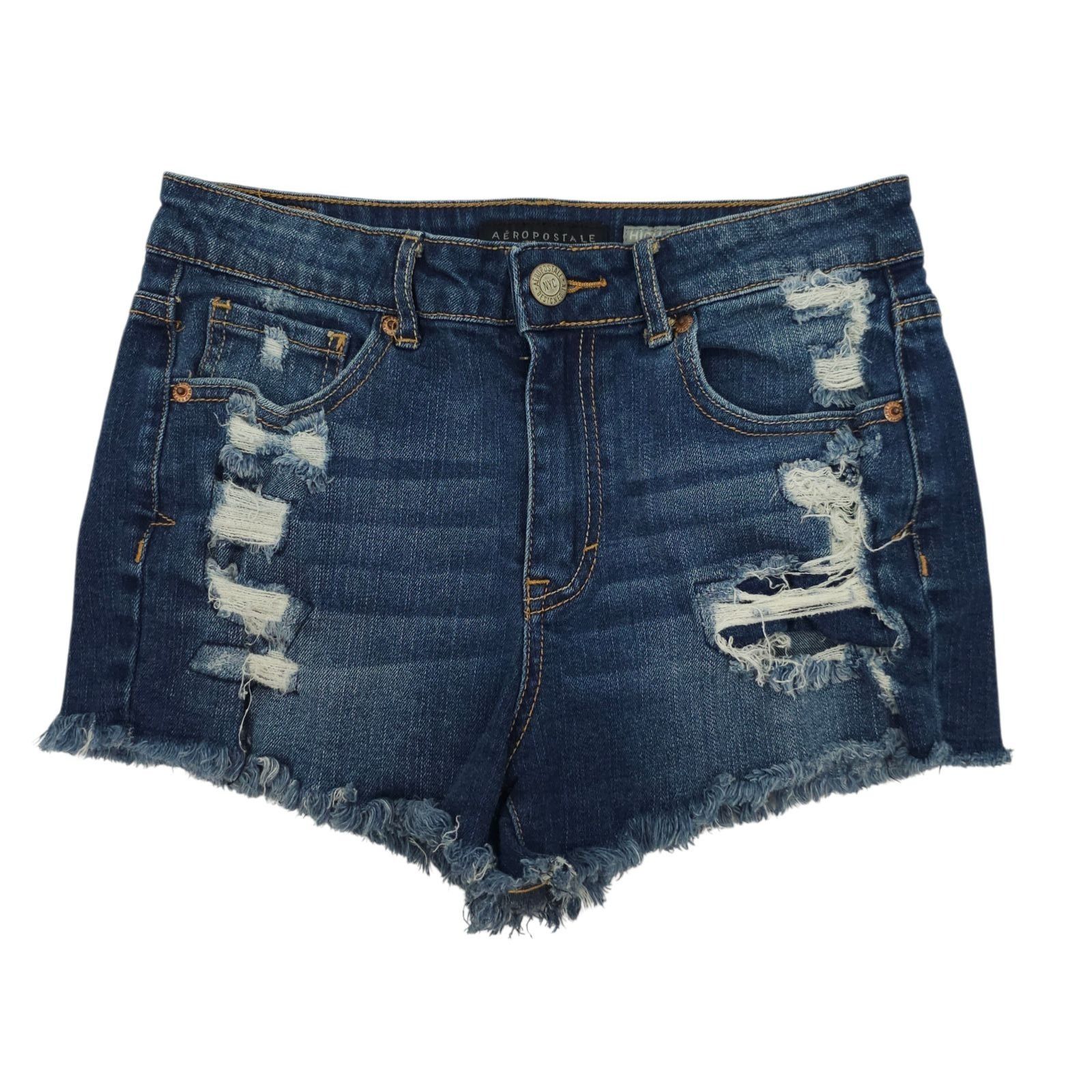 Aeropostale Aeropostale High Waisted Denim Shorts 4 Shorty Distressed Size 27" / US 4 / IT 40 - 1 Thumbnail