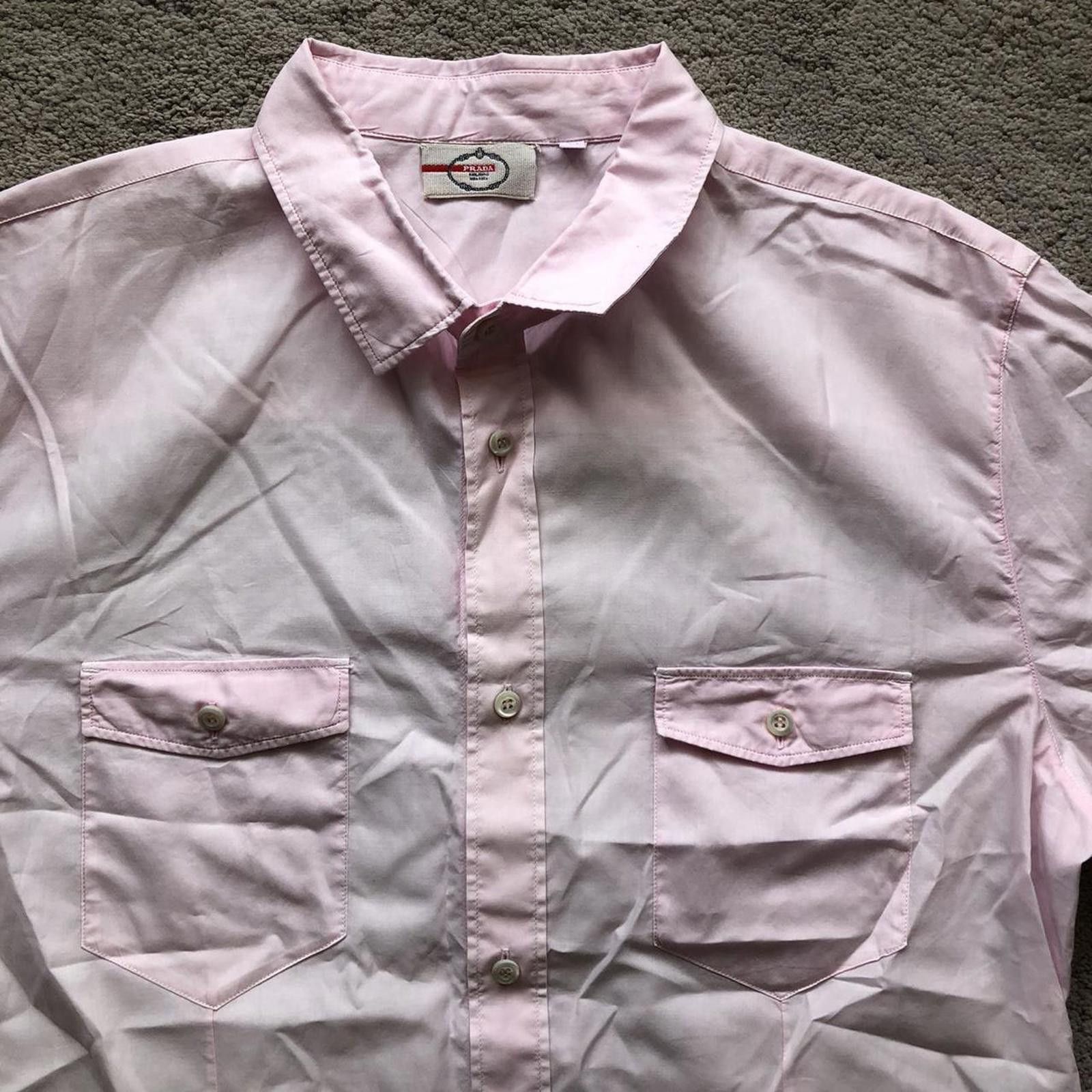 Prada Vintage Pink Prada Short Sleeve Button Up Shirt Size US L / EU 52-54 / 3 - 2 Thumbnail