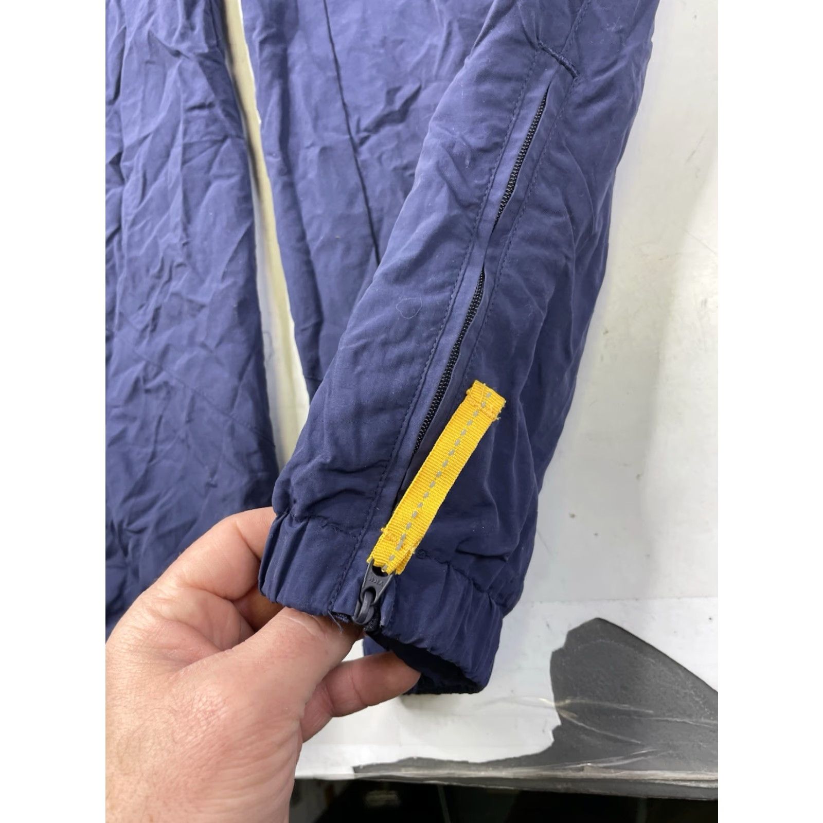 Bodega Bodega Track Pants Men XXL Lined Nylon Navy Blue With Yellow Accents Activo Activewear Size US 39 - 2 Thumbnail