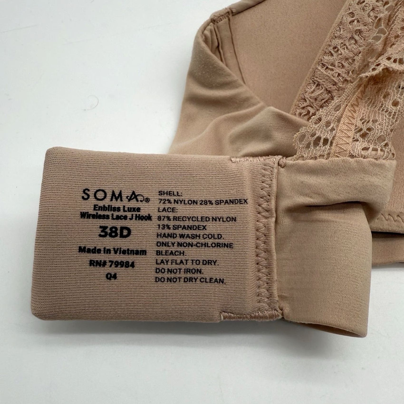 Vintage Soma Enbliss Bra 36D Tan Back Closure Wireless Padded T-Shirt Style Womens Size ONE SIZE - 3 Thumbnail