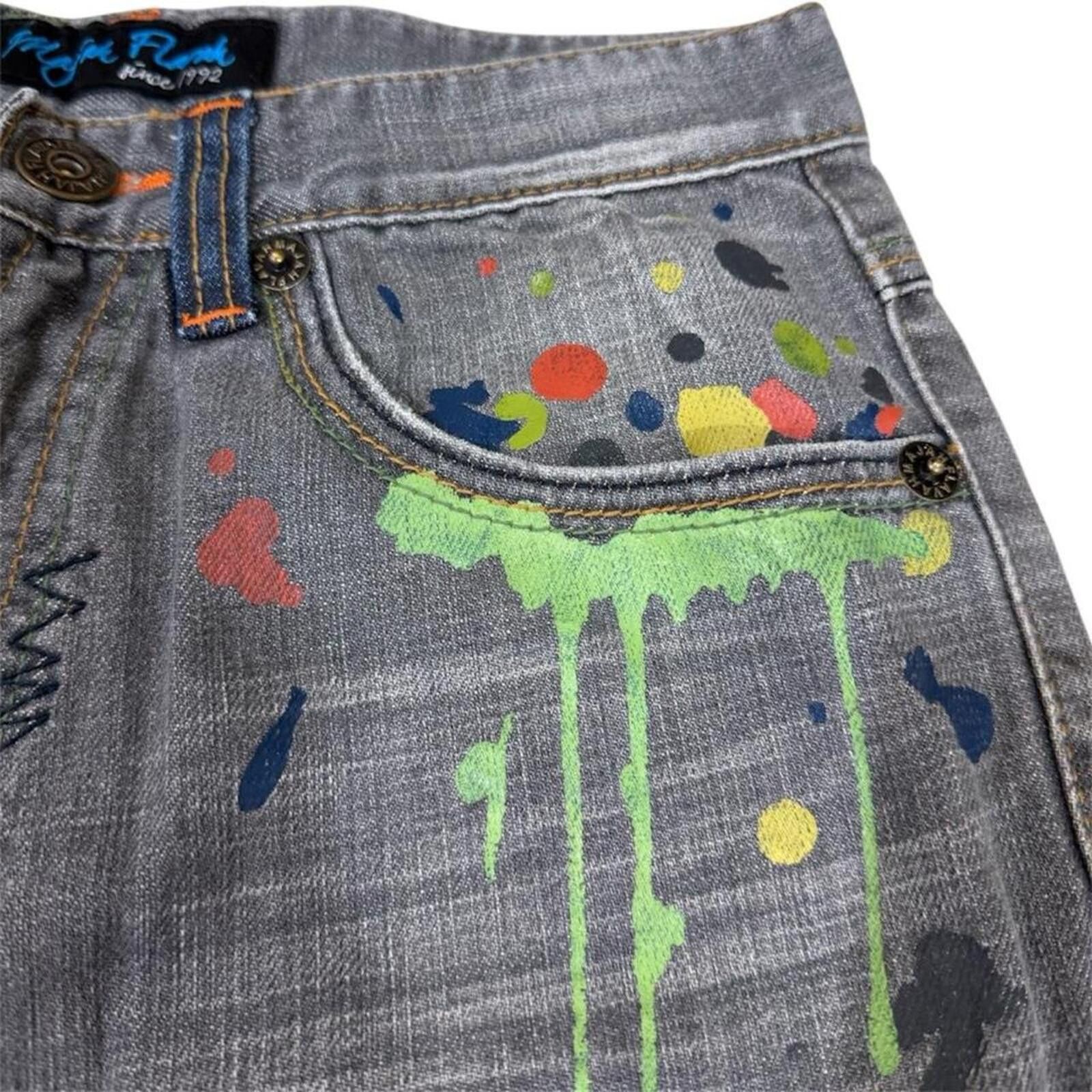 True Religion Rare MAJAH FLAVAH Paint splatter jeans with unique design Size US 29 - 6 Thumbnail