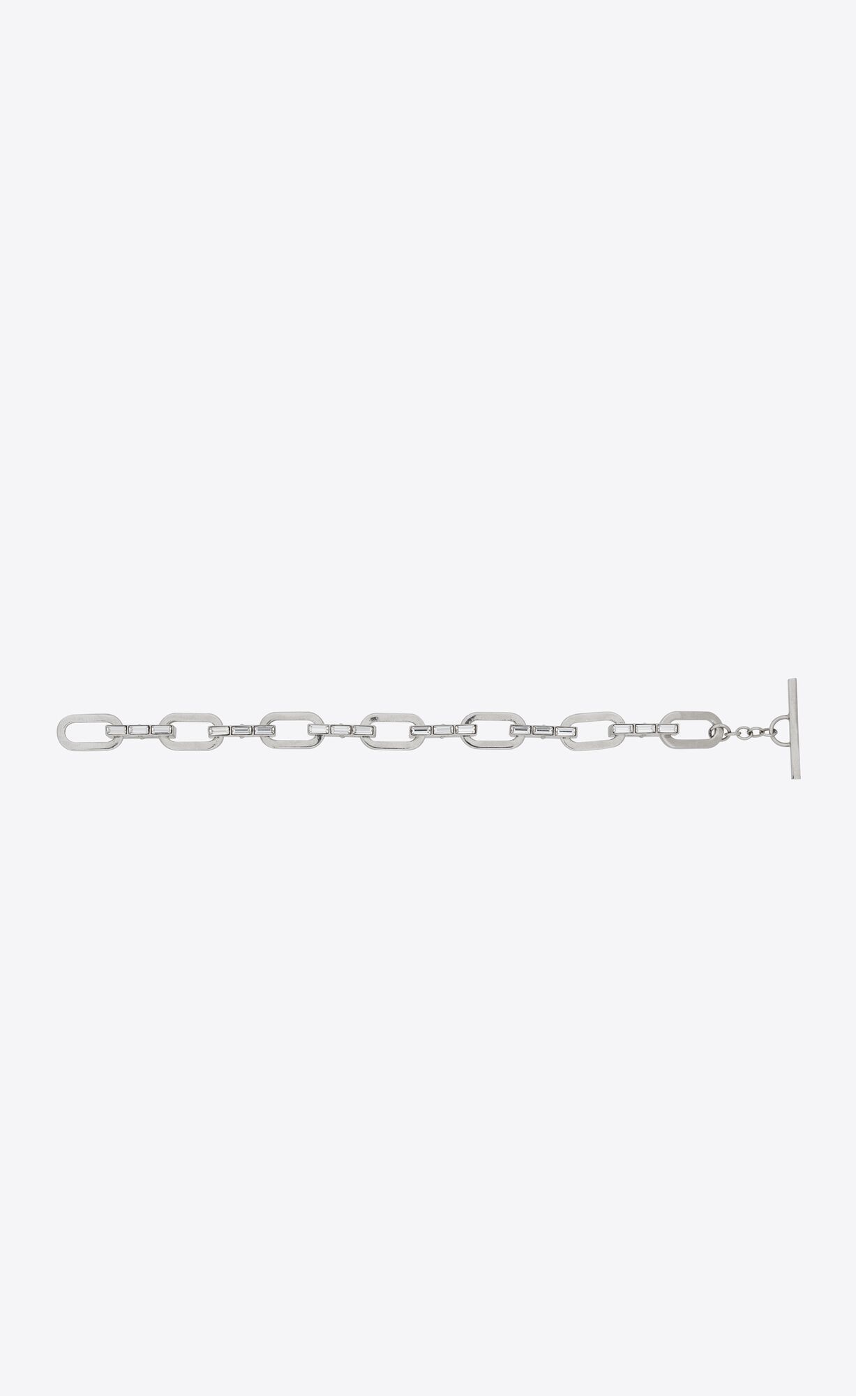 Saint Laurent Paris o1b1hav111124 Size: M / Rhineston Oval Link Bracelet Silver Size ONE SIZE - 3 Thumbnail