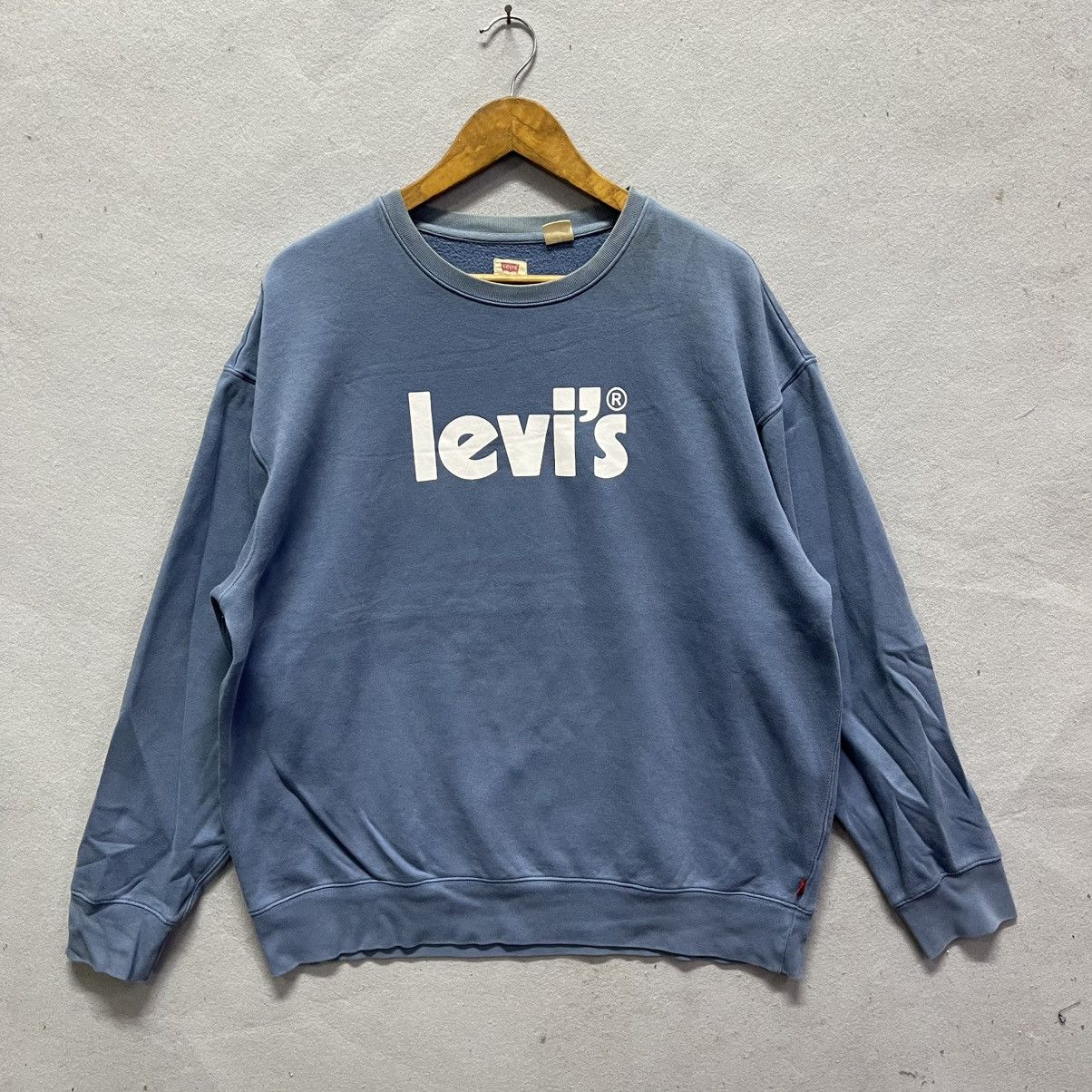 Levi's Levi’s Logo Sweatshirt – 2000s Era Blue Relaxed Fit Pullover Size US L / EU 52-54 / 3 - 1 Thumbnail