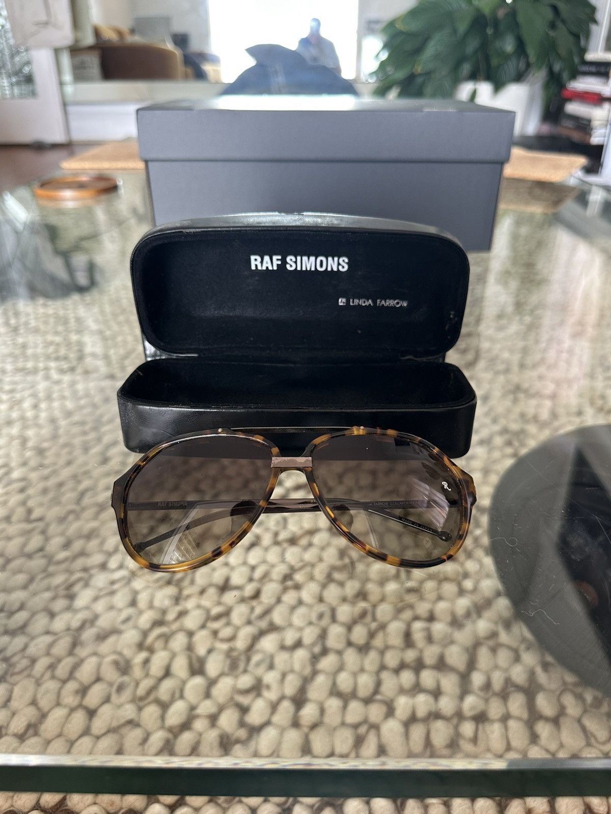Linda Farrow × Raf Simons RAF SIMONS x Linda Farrow SS2009 Tortoise Aviator Sunglasses Size ONE SIZE - 2 Thumbnail