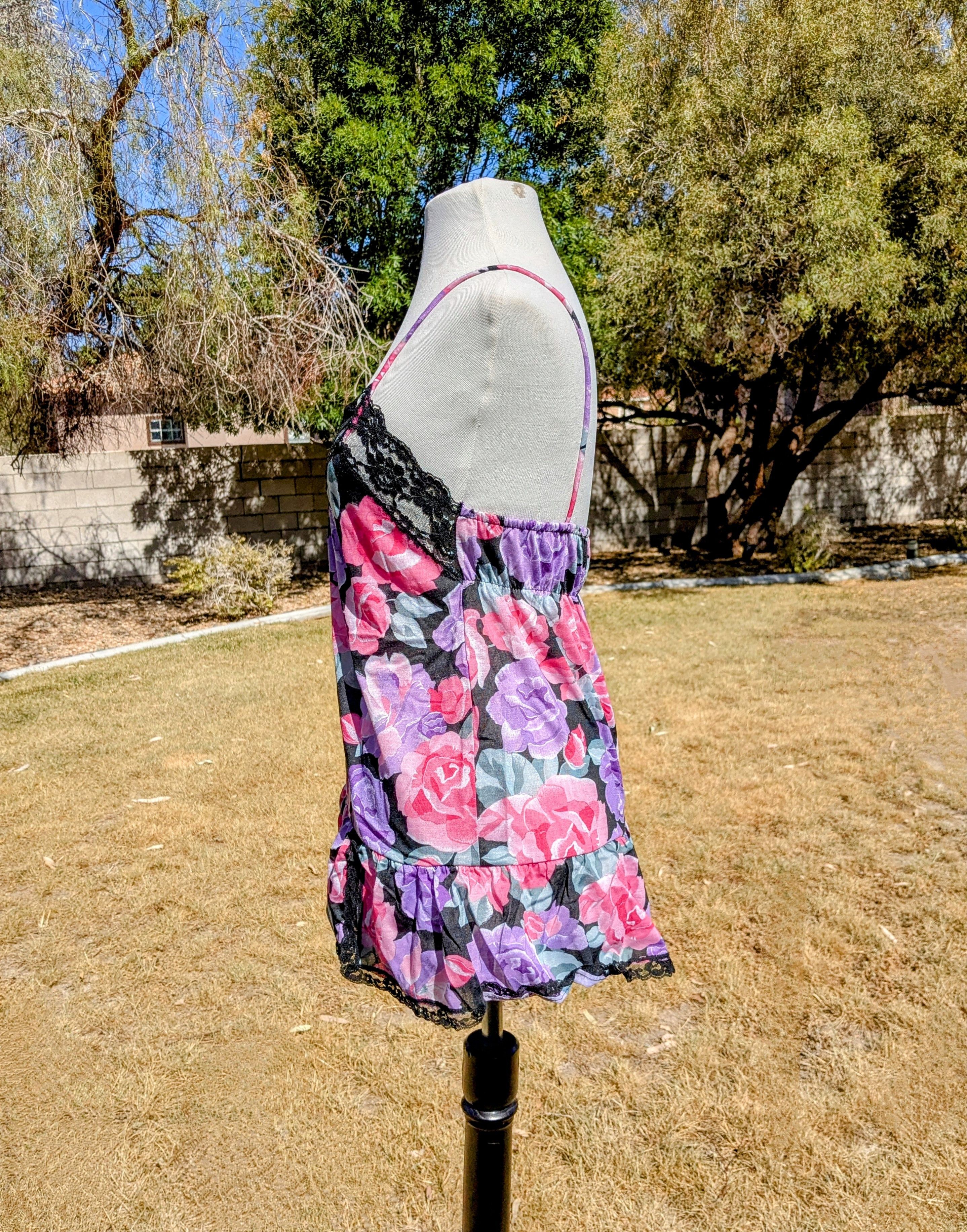 Vintage Floral Pullover Slip Gilligan & O'Malley USA Chemise Nightie Size S / US 4 / IT 40 - 2 Thumbnail