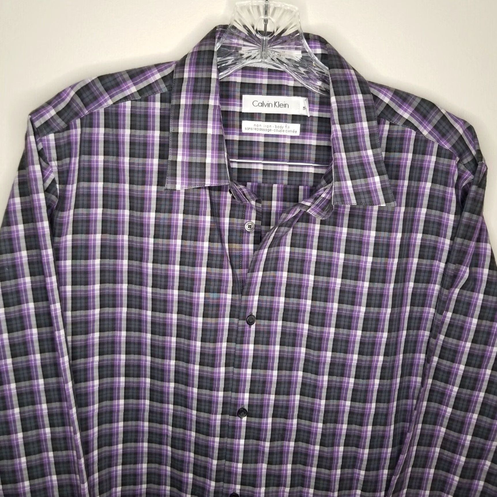 Calvin Klein Calvin Klein Plaid Button Up Shirt Mens Medium Purple Long Sleeve Size US M / EU 48-50 / 2 - 2 Thumbnail