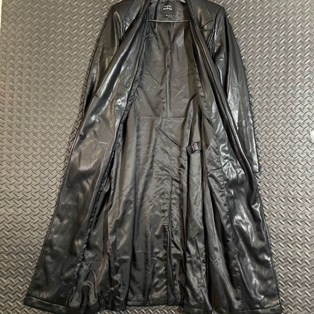AVEC LES FILLES Avec Les Filles Coat Trench Black Faux Leather Long Double Breasted Women's M Size M / US 6-8 / IT 42-44 - 3 Thumbnail