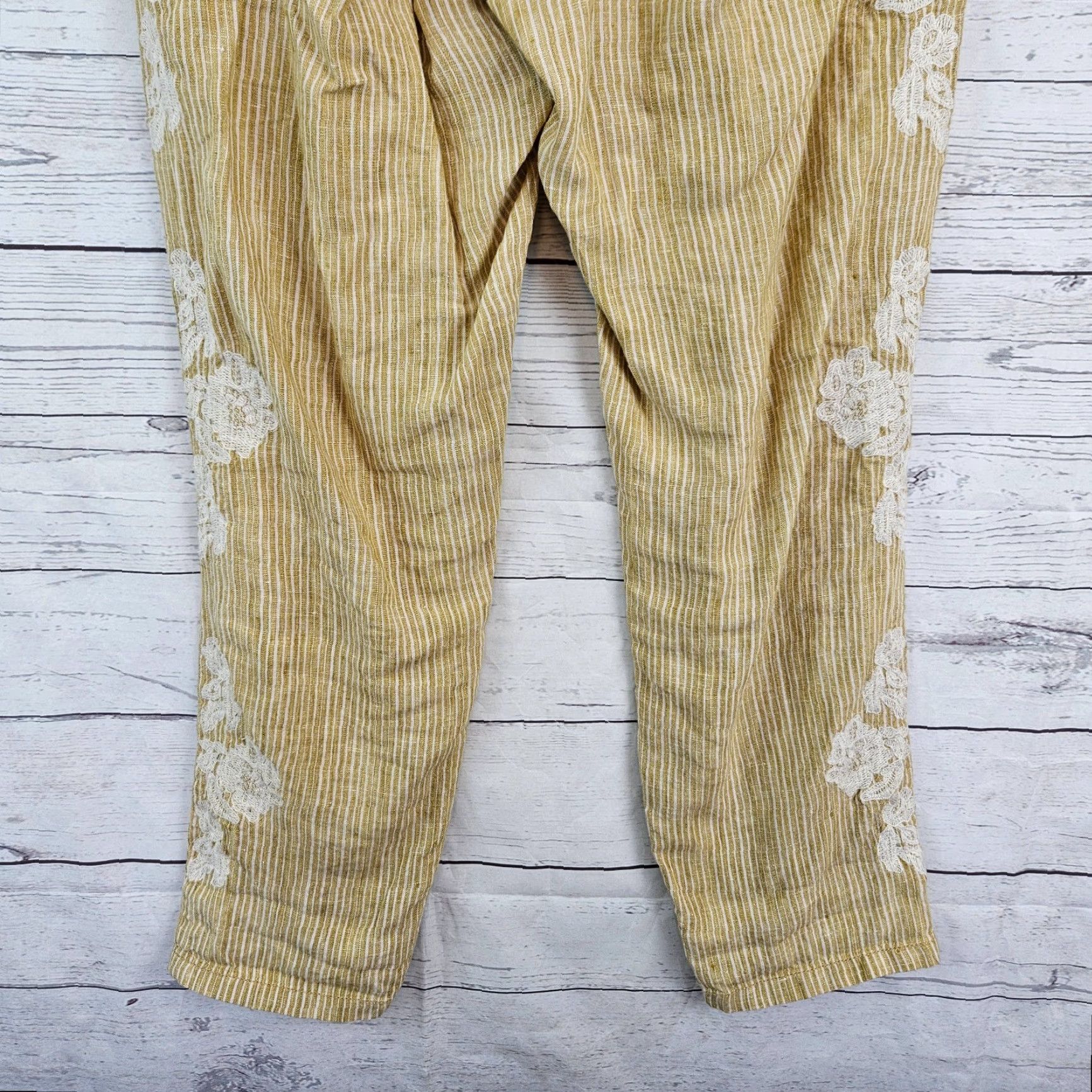 Anthropologie Anthropologie Womens Pants XS Multicolor Striped Linen Embroidered Pull On Ankle Size 26" / US 2 / IT 38 - 5 Thumbnail