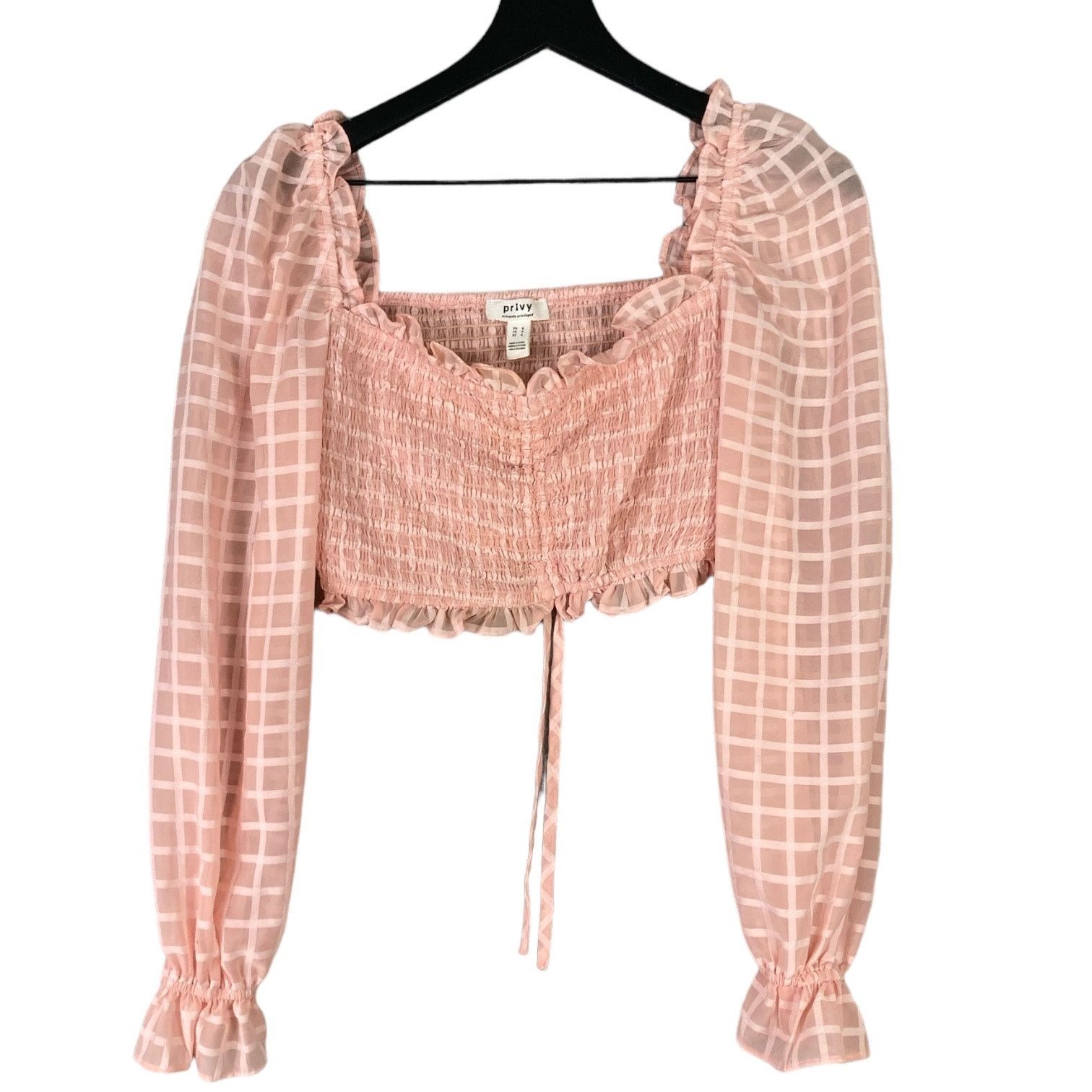 Other Pink Long Sleeve Crop Top Juniors S Stretchy Comfy Casual Size S / US 4 / IT 40 - 1 Thumbnail