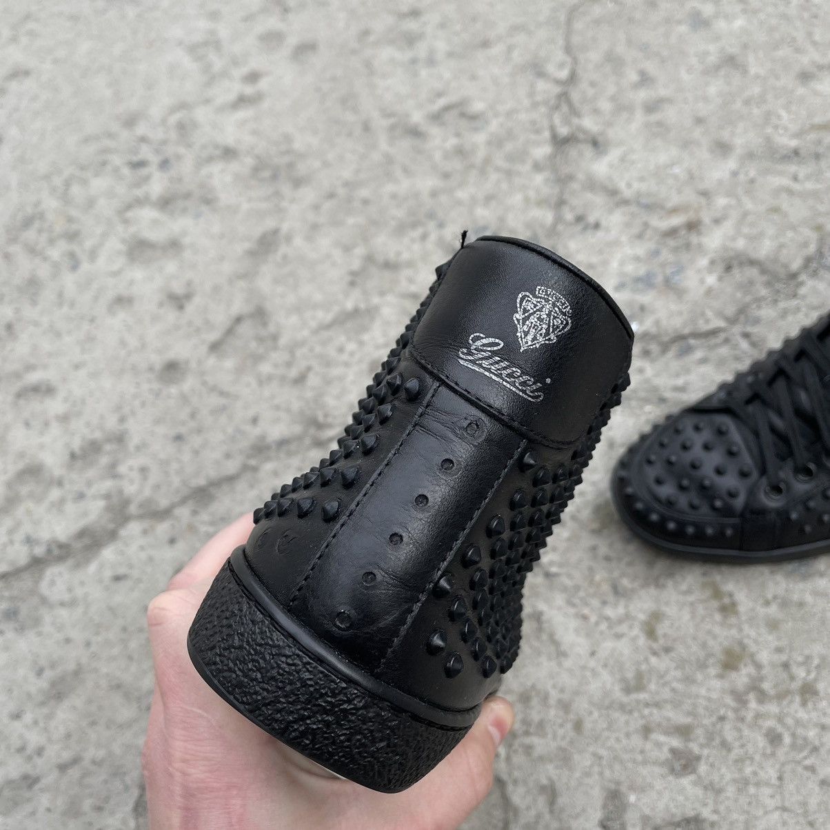 Gucci Vintage Gucci Spike Studded Leather Sneakers Black 37 Size US 7 / IT 37 - 5 Thumbnail
