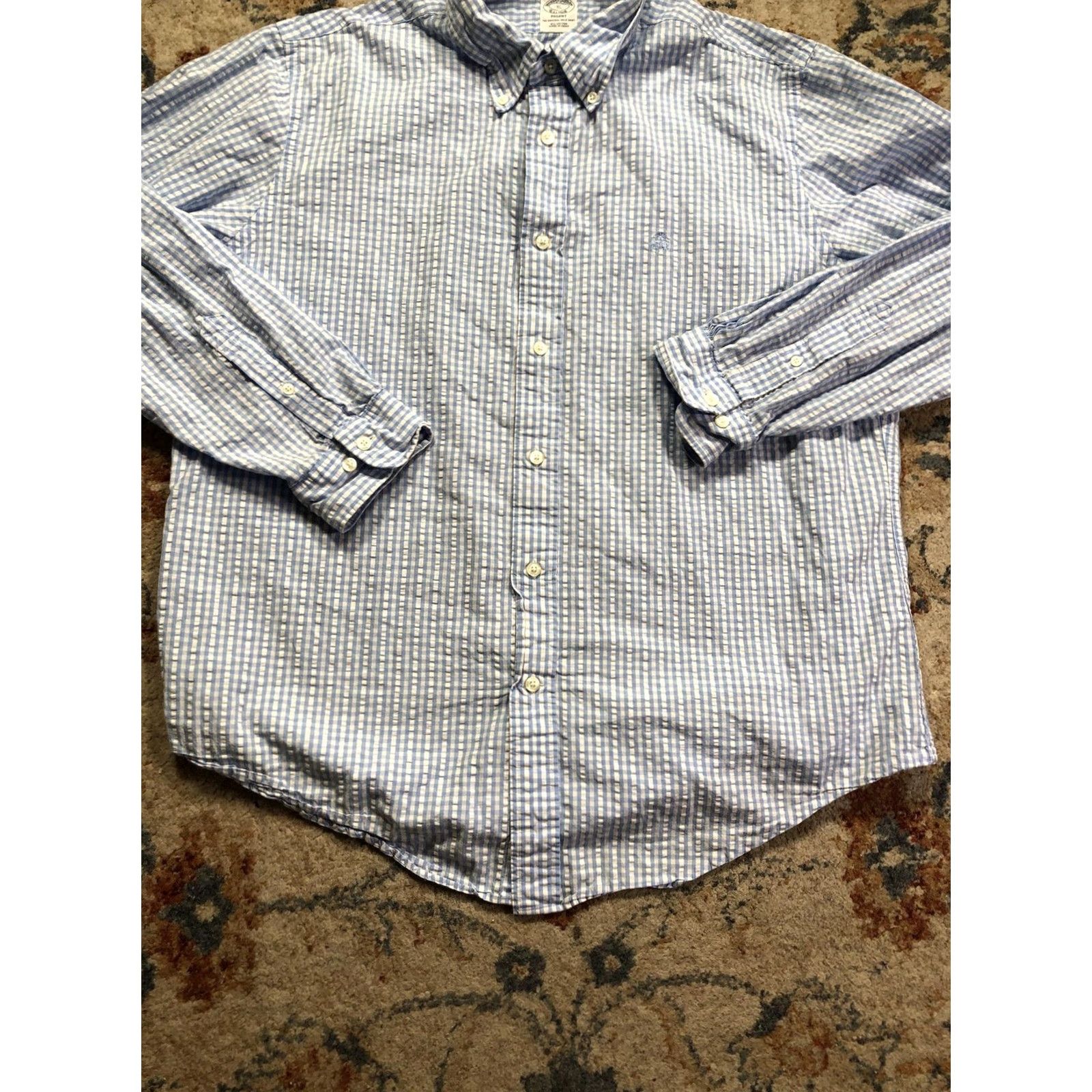 Brooks Brothers Brooks Brothers Shirt Mens Medium Blue Check Regent Long Sleeve Button Down Size US M / EU 48-50 / 2 - 5 Thumbnail