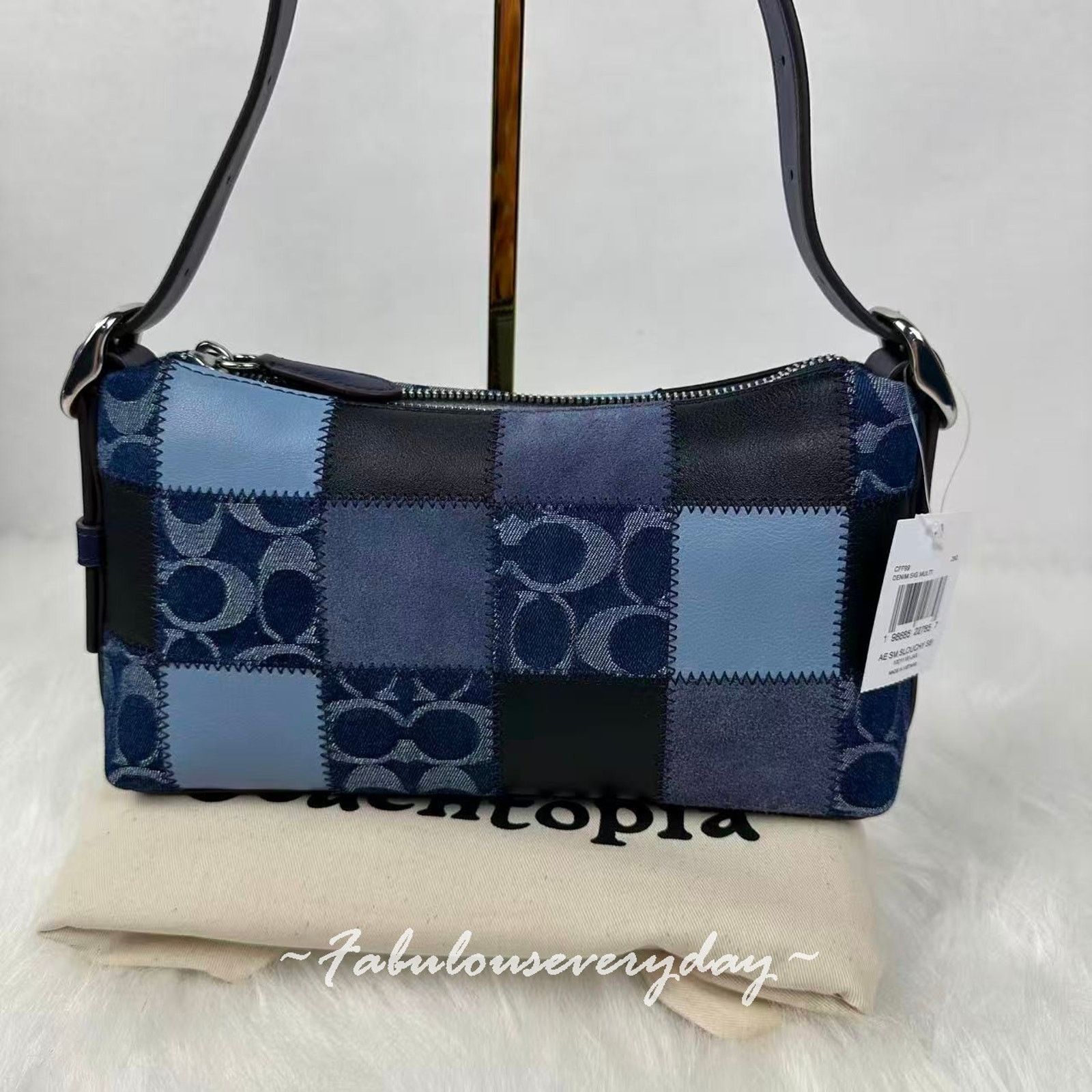 Coach Coach Small Slouchy Alter Ego Patchwork Sig Leather Blue Size ONE SIZE - 4 Thumbnail