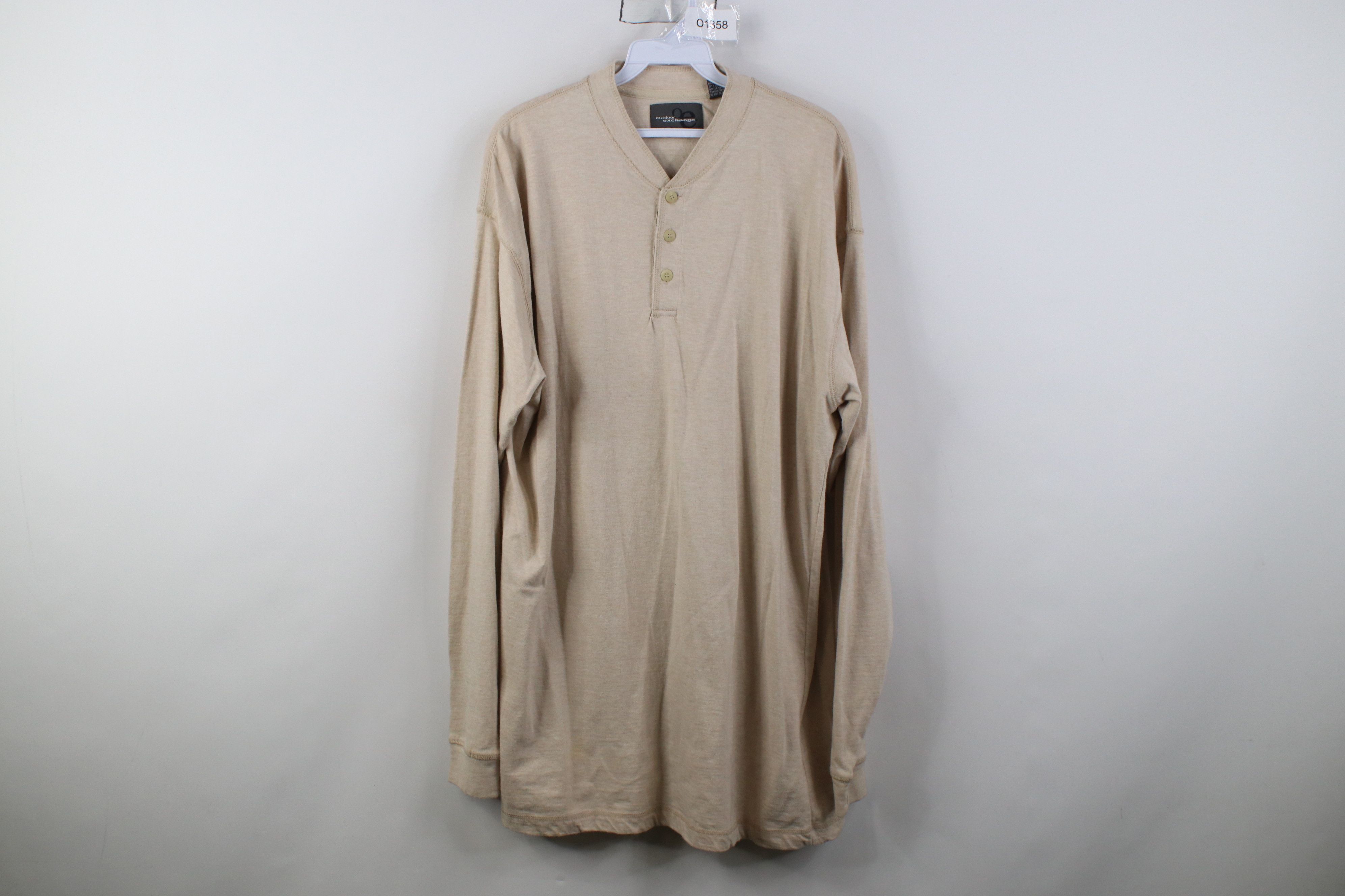 Vintage Vintage 90s Streetwear Long Sleeve Henley T-Shirt Beige Size US L / EU 52-54 / 3 - 1 Thumbnail