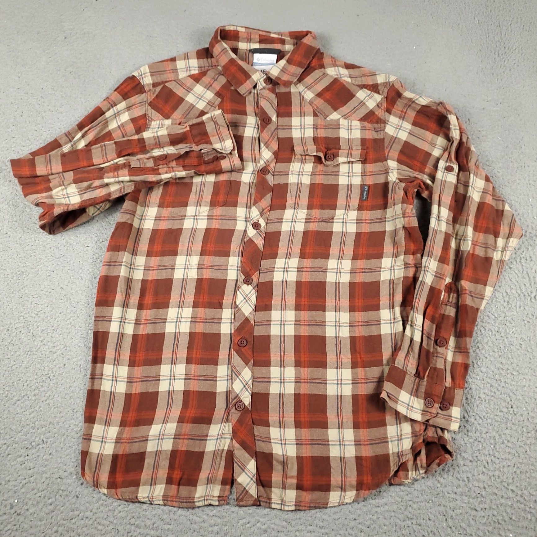 Vintage Columbia Shirt Mens Medium Brown/Orange Plaid Button-Up Long Sleeve Size US M / EU 48-50 / 2 - 3 Thumbnail