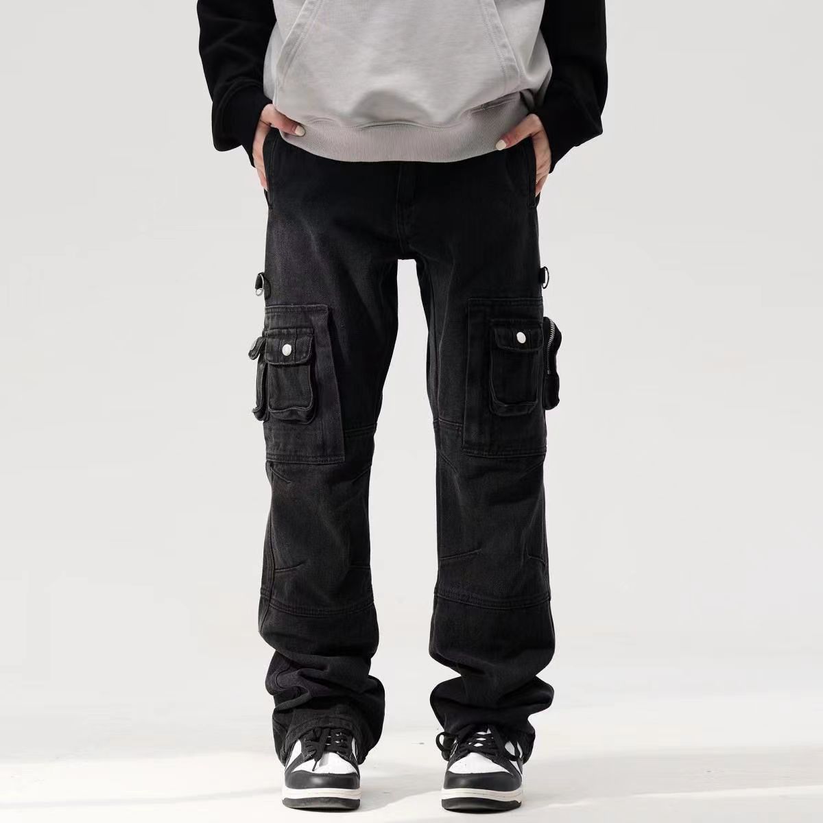 Japanese Brand × Jean Black multi-pocket micro-flare wide-leg jeans Size US 30 / EU 46 - 5 Thumbnail