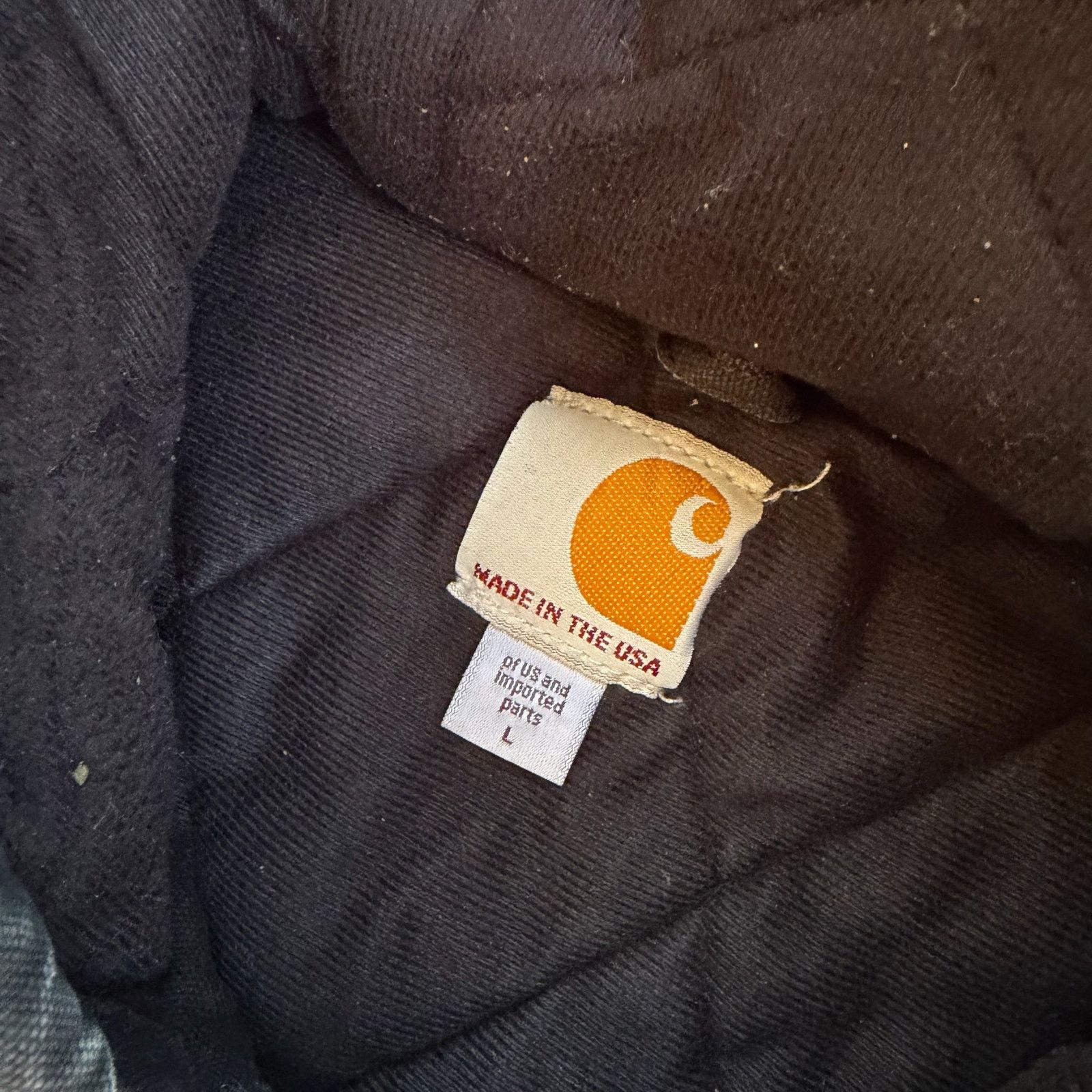 Carhartt × Vintage Carhartt J140 BLK faded black hooded work wear jacket Size US L / EU 52-54 / 3 - 9 Thumbnail