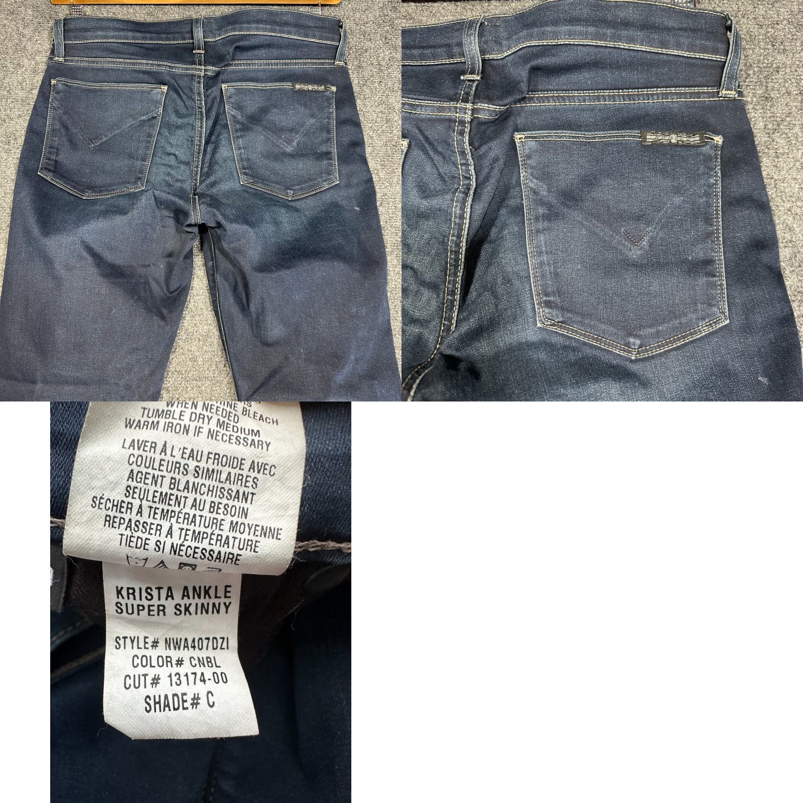 Hudson Hudson Jeans Womens 29 Krista Ankle Super Skinny Dark Wash Cotton Stretch Denim Pants 5-Pocket Regular Rise Blue Seasonal Vintage No Size 29" - 8 Thumbnail