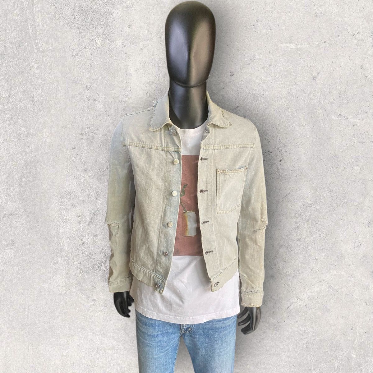 Helmut Lang Vintage Broken Denim Slim Jacket Mid Wash Size US S / EU 44-46 / 1 - 1 Thumbnail