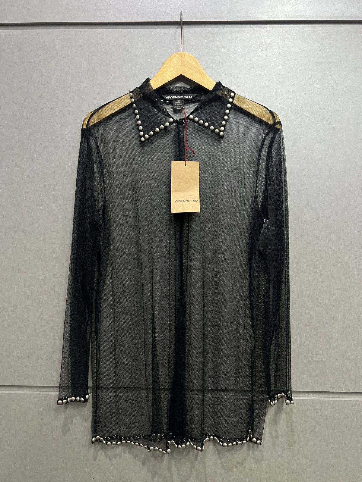 Designer × Vivienne Tam Vivienne Tam Studded Mesh Shirt Size L / US 10 / IT 46 - 1 Thumbnail
