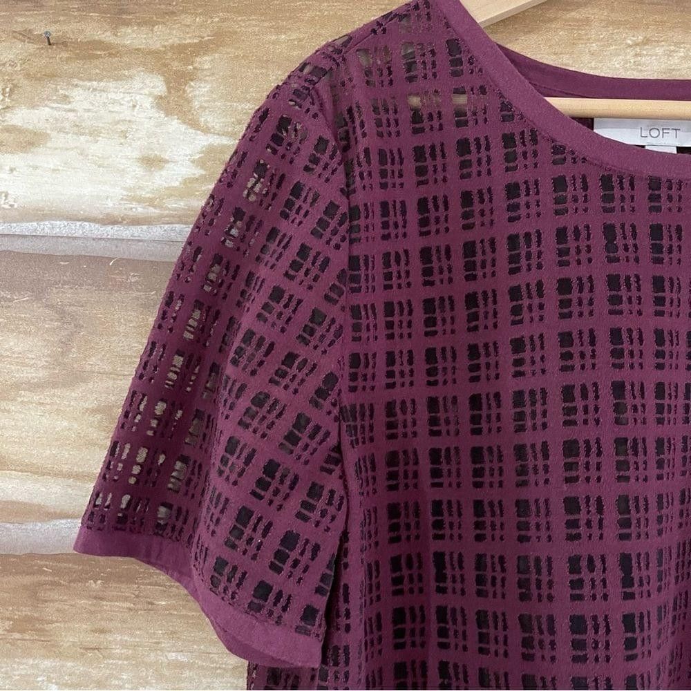 Loft LOFT semi sheer windowpane pattern crew neck tee size XL Size XL / US 12-14 / IT 48-50 - 4 Thumbnail