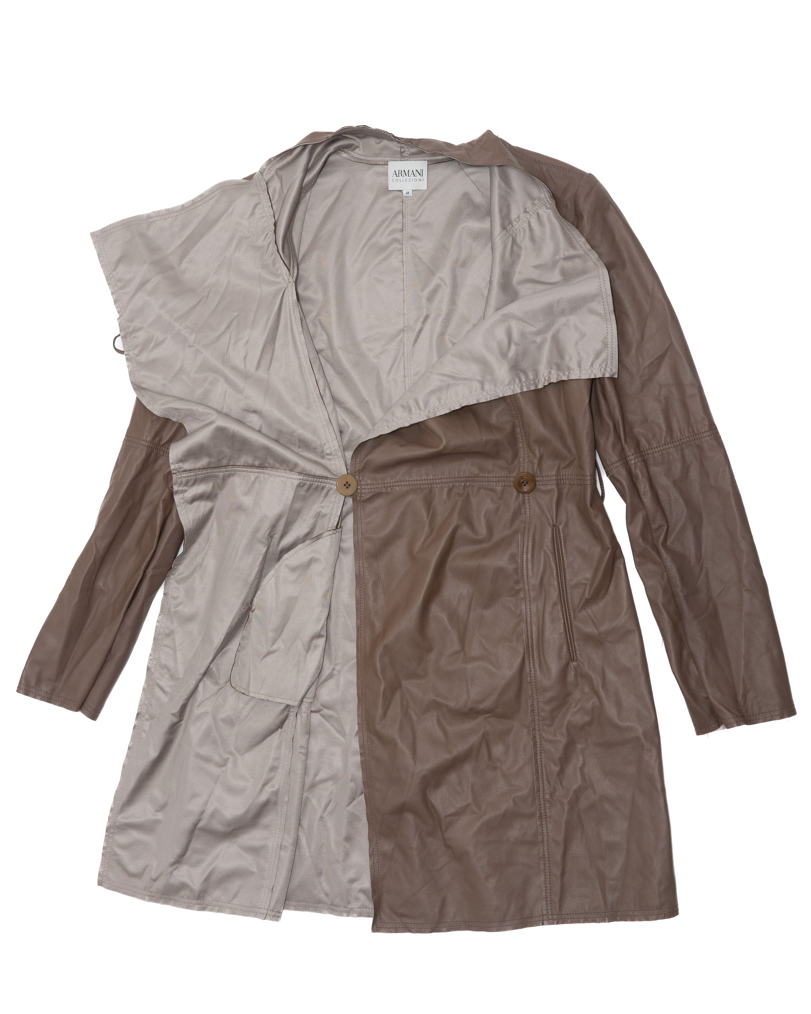 Armani Collezioni Rare ARMANI COLLEZIONI SS 2008 Leather Asymmetric Coat Size S / US 4 / IT 40 - 7 Thumbnail