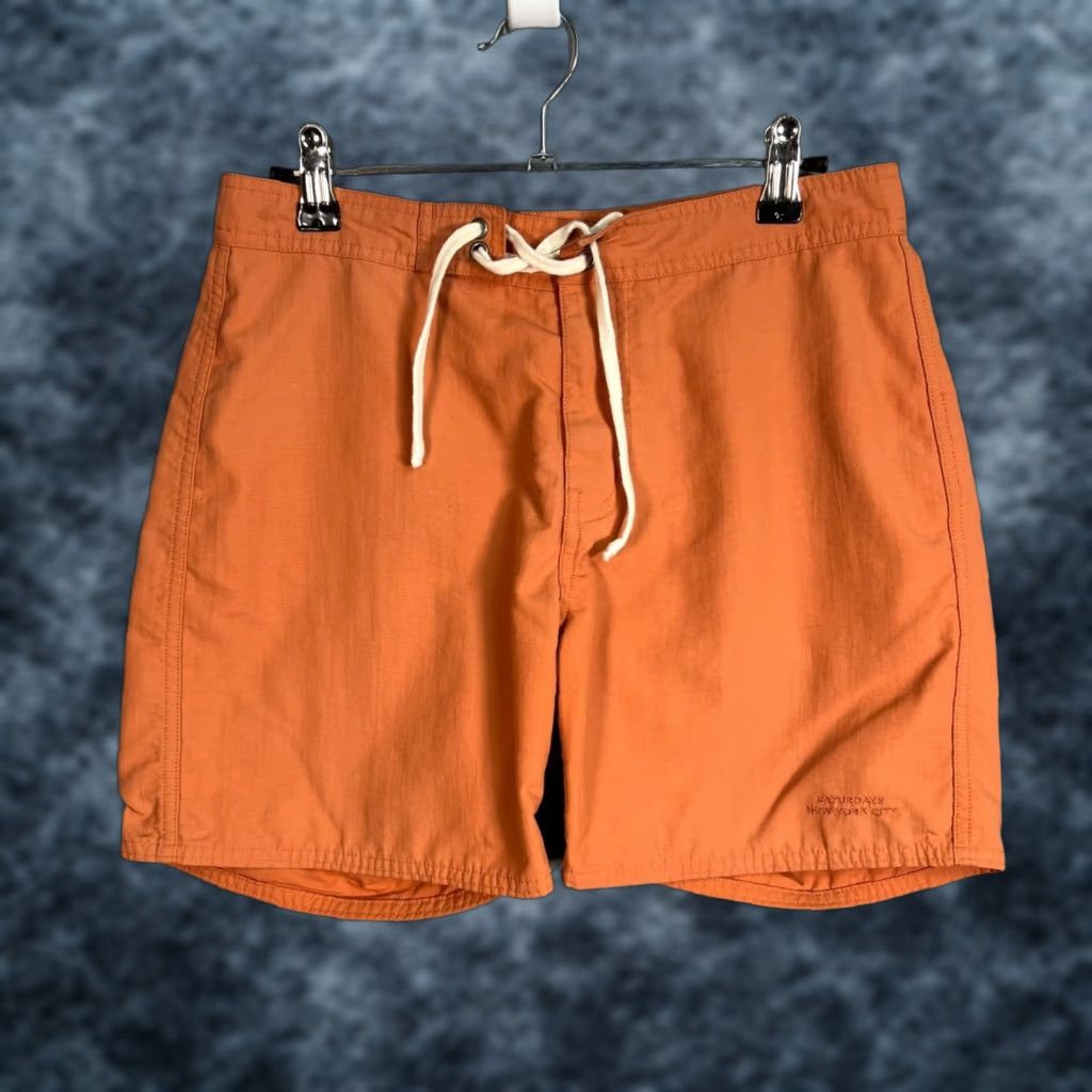Saturdays NYC Saturdays NYC Mens Orange Nylon Swim Shorts W/ Drawstring Bottom Men 28 Color Orange Drawstring Back Pocket Swim Shorts 28 Mens Size US 28 / EU 44 - 1 Thumbnail