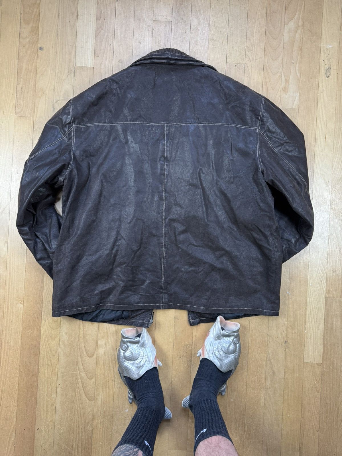 Genuine Leather × Vintage Vintage Leather Bomber Real Leather Genuine Streetwear 90s Size US XL / EU 56 / 4 - 4 Thumbnail