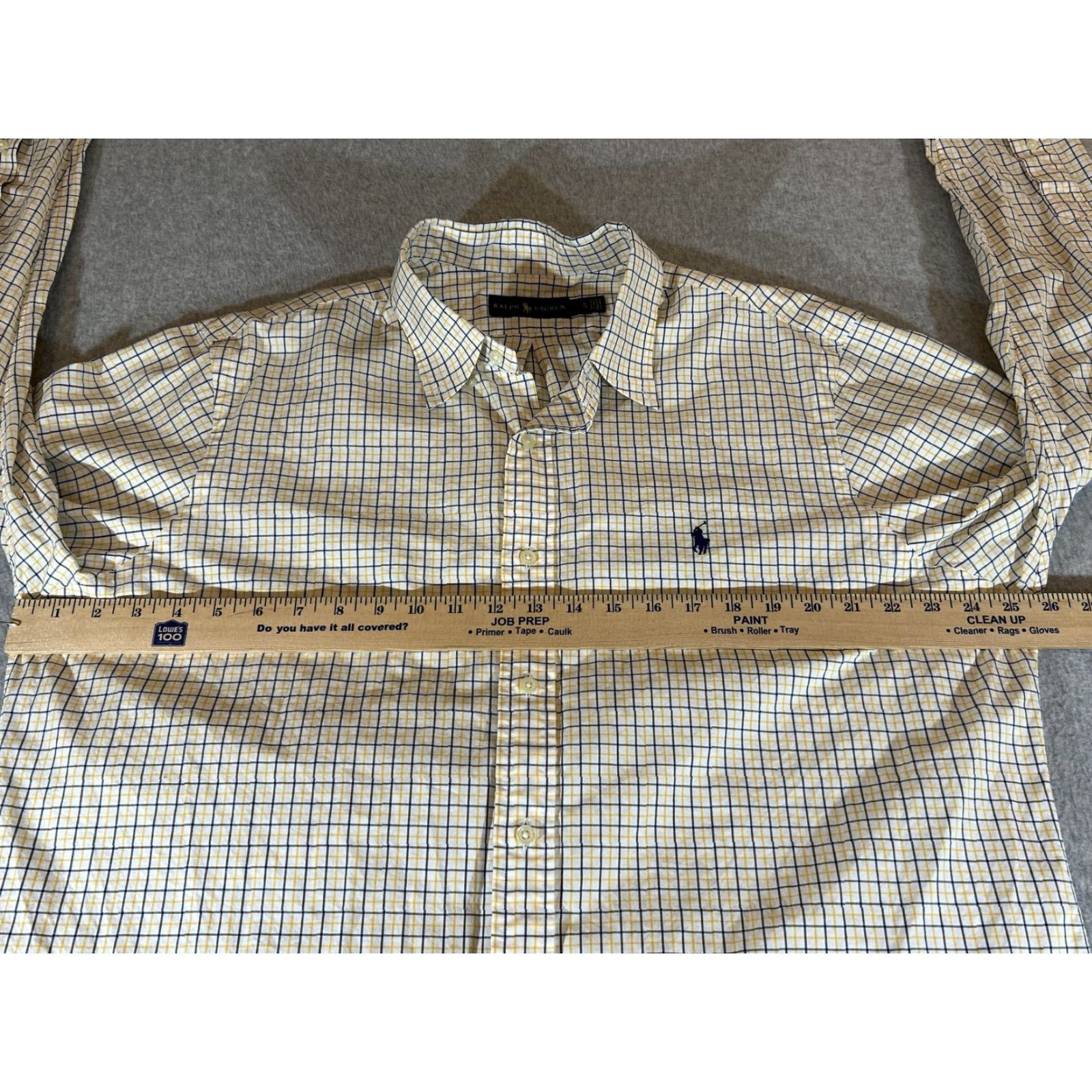 Ralph Lauren Ralph Lauren Shirt Mens XL White Yellow Check Long Sleeve Button Polo Cotton Shirt Size US XL / EU 56 / 4 - 3 Thumbnail