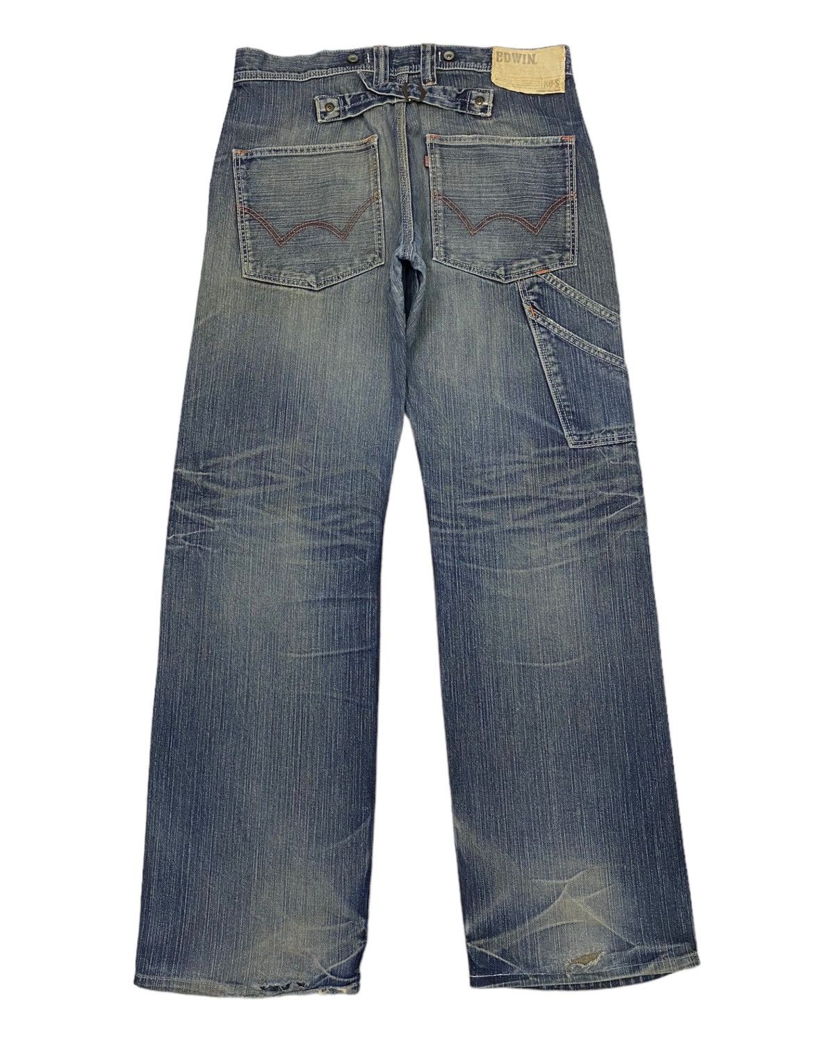 Hysteric Glamour × Japanese Brand EDWIN XV-S CARPENTER BAGGY DISTRESSED DENIM JEANS Size US 33 - 1 Thumbnail