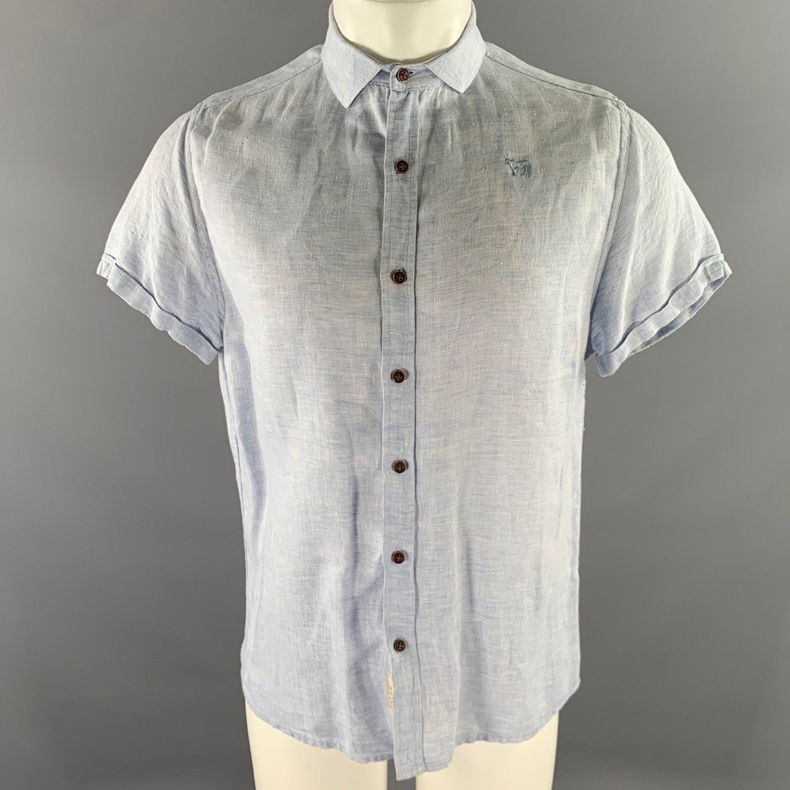 Other KINGSLEY M Blue Heather Linen Short Sleeve Shirt Size US M / EU 48-50 / 2 - 1 Thumbnail