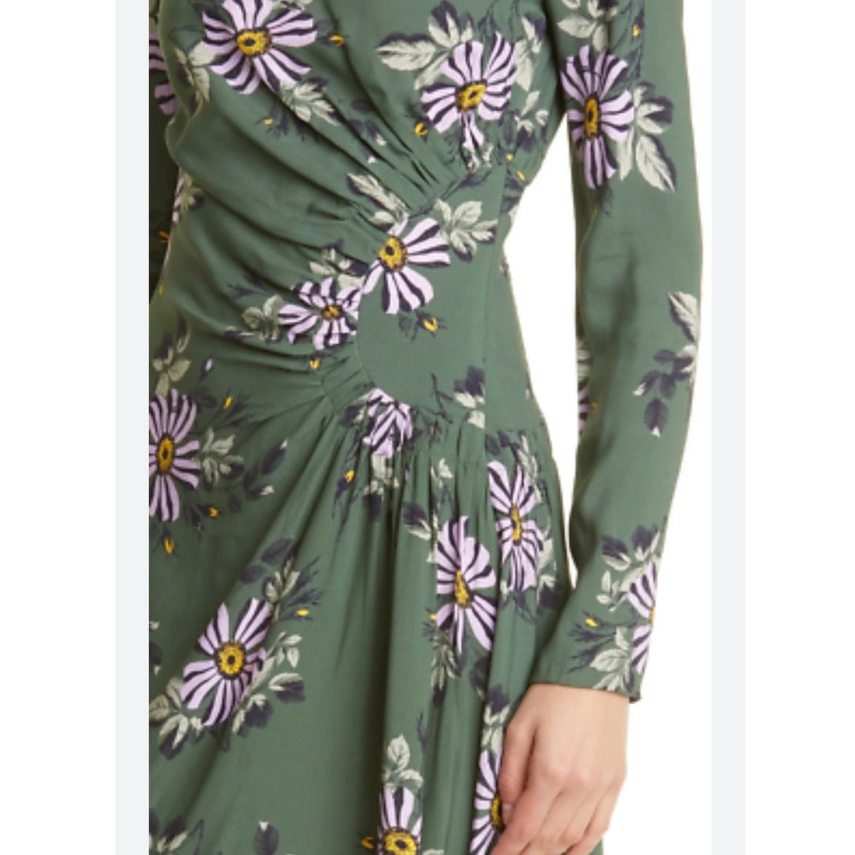 Lela Rose Lela Rose Ruched Bateau Neck Long Sleeve Dress in Sage 8 Size M / US 6-8 / IT 42-44 - 12 Thumbnail