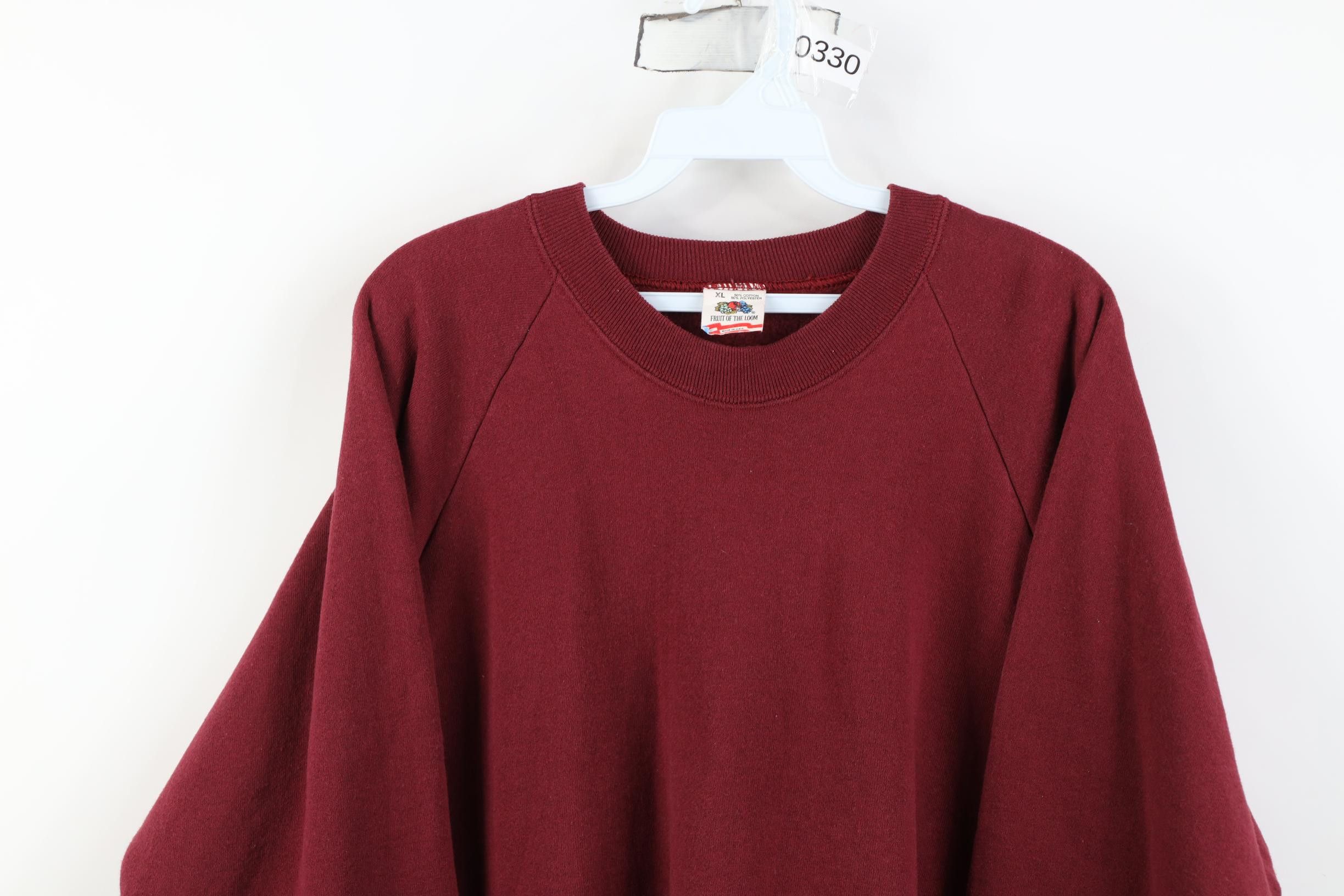 Vintage Vintage 90s Streetwear Crewneck Sweatshirt Burgundy Red USA Size US XL / EU 56 / 4 - 2 Thumbnail