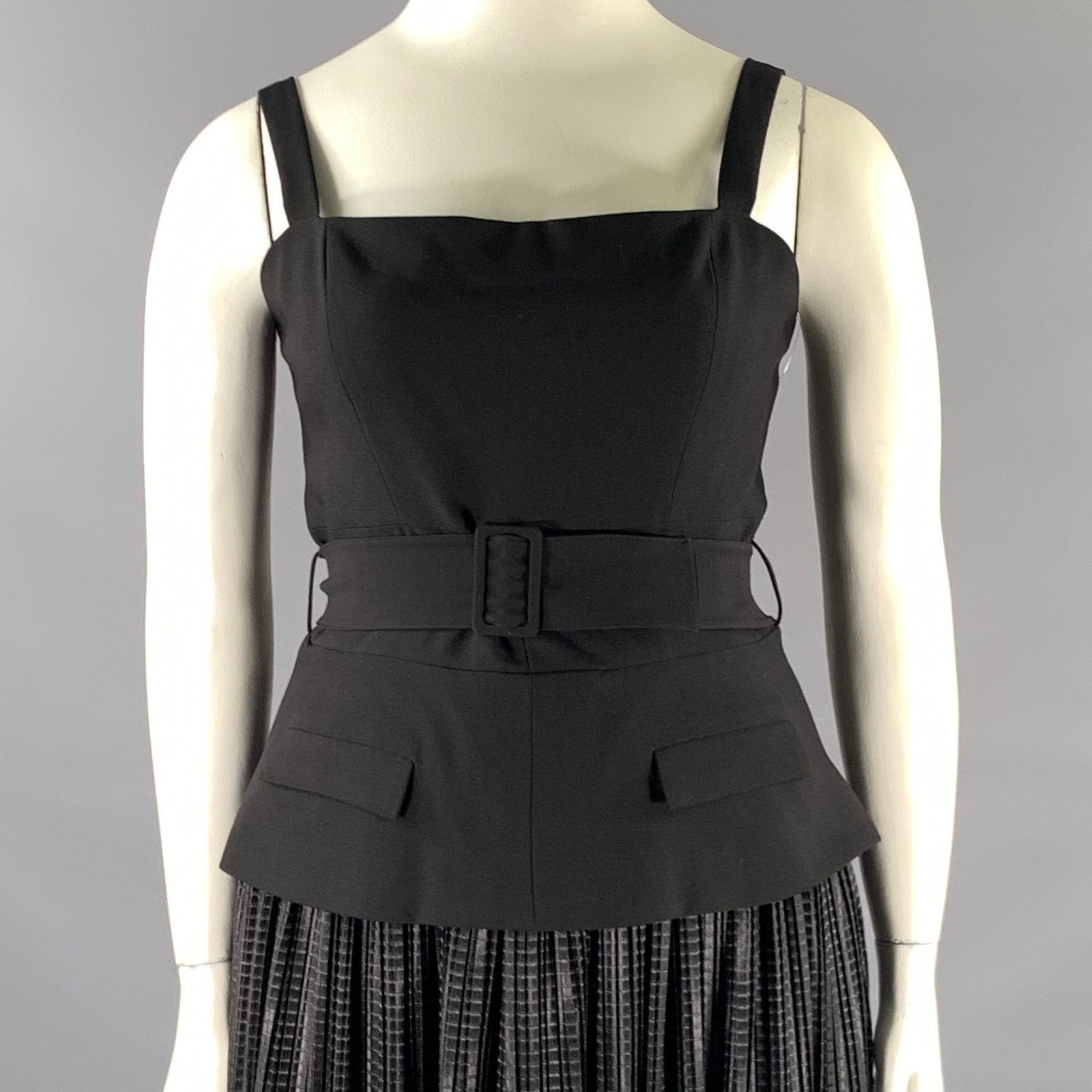 Black Halo BLACK HALO Size 8 Black Geometric Skirt Cocktail Dress Size M / US 6-8 / IT 42-44 - 2 Thumbnail