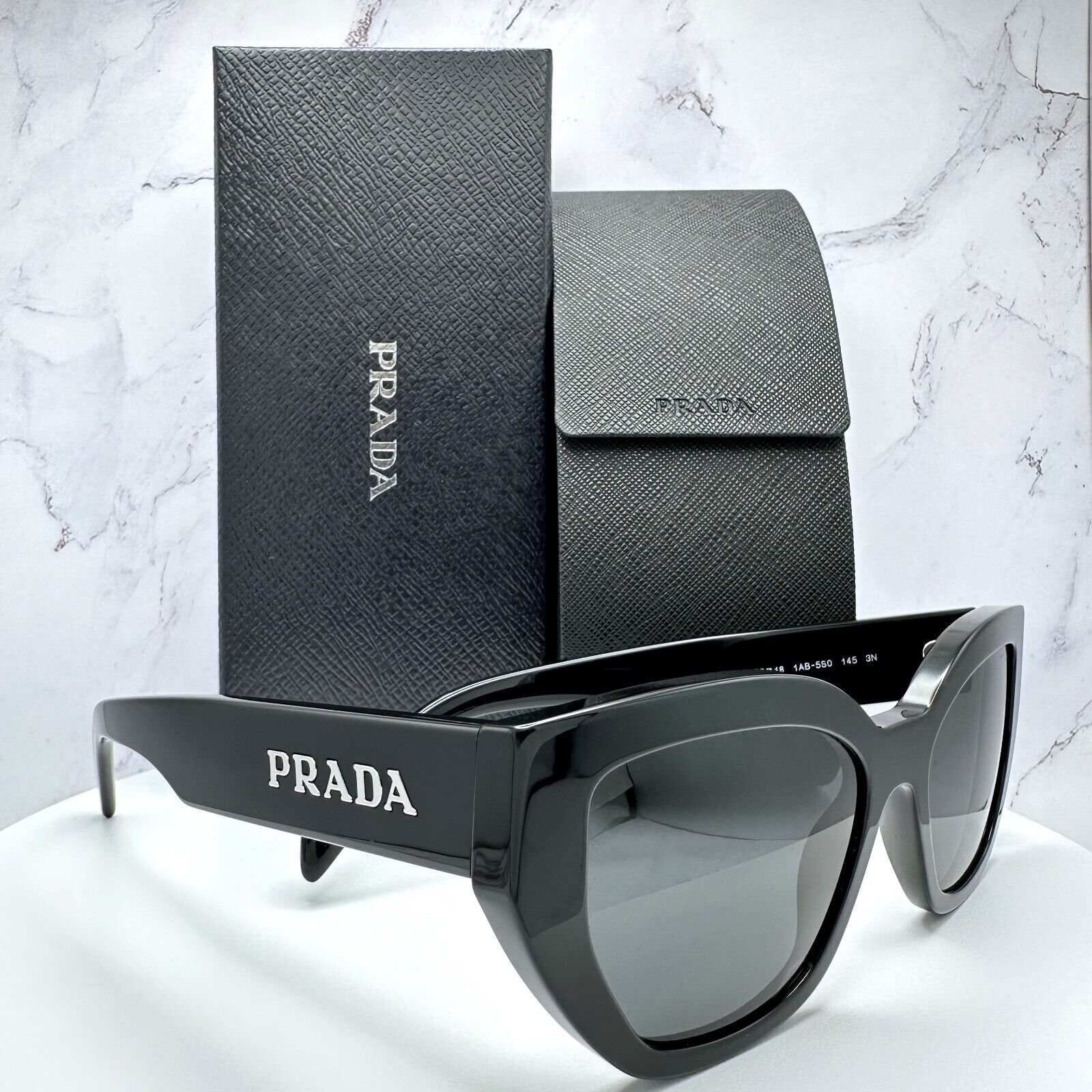 Prada New Prada Sunglasses Black Butterfly Cat Eye Spelled Logo Size ONE SIZE - 10 Thumbnail