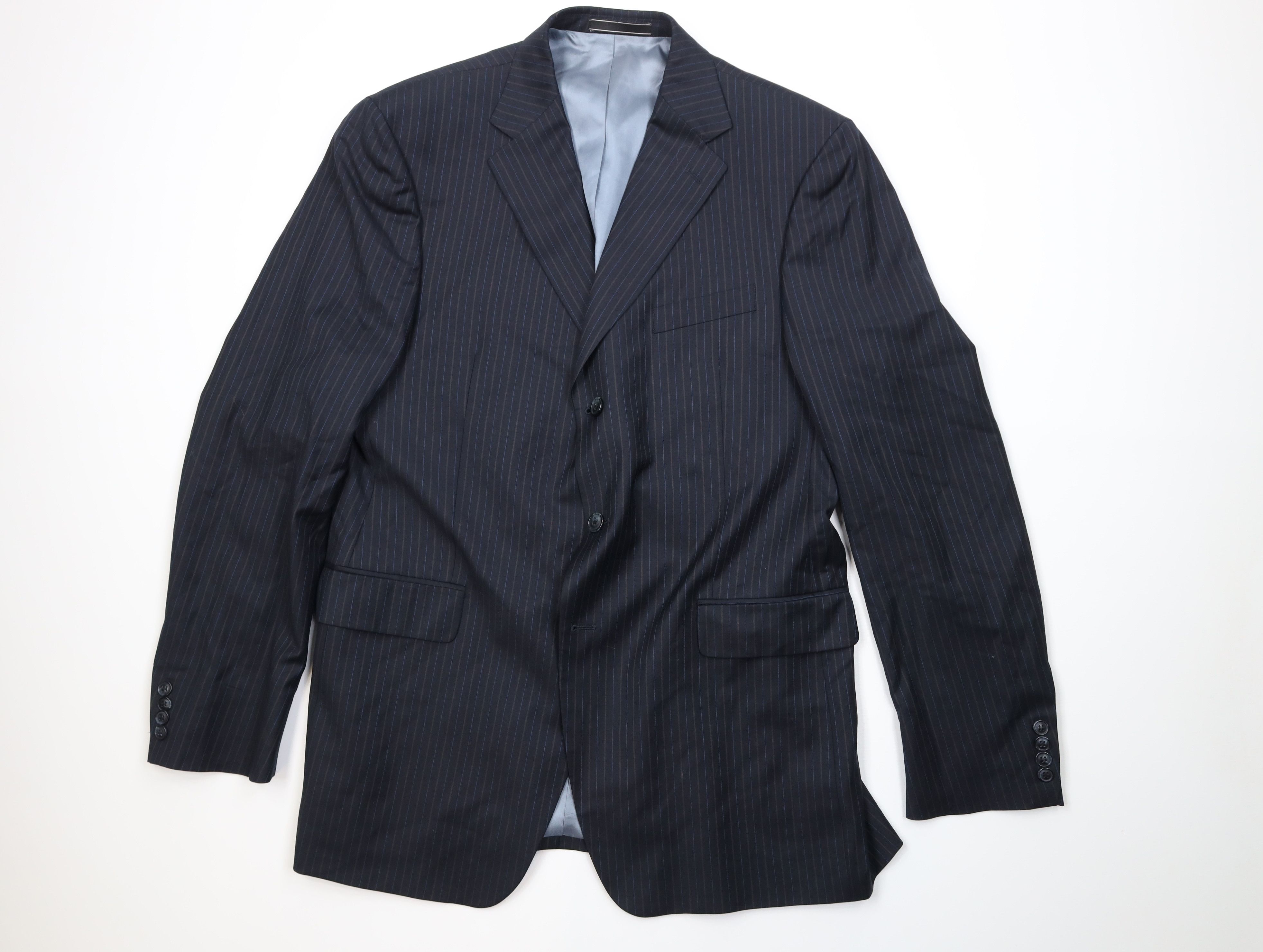 Vintage Vintage Streetwear 2 Piece Super 140s Wool Striped Suit Size 44L - 2 Thumbnail