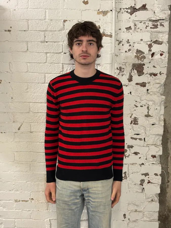 Givenchy AW2017 Givenchy Red Black Striped Cotton Sweater by Riccardo Tisci Size US S / EU 44-46 / 1 - 2 Thumbnail